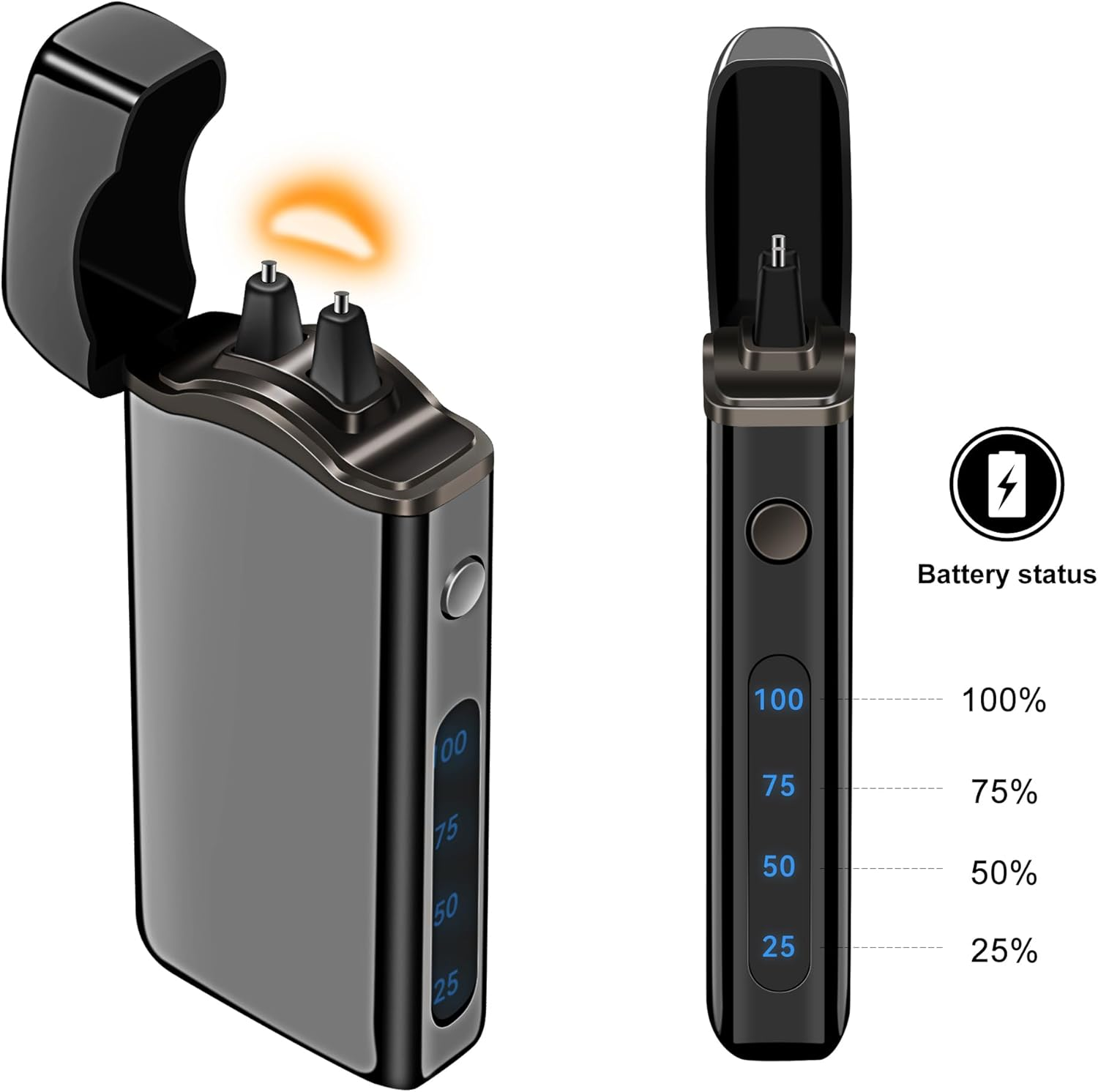 Big Arc Lighter Magical &ldquo;Flame&rdquo; USB Rechargeable Plasma Electric Cool Lighter (Black) - Blue image number 3