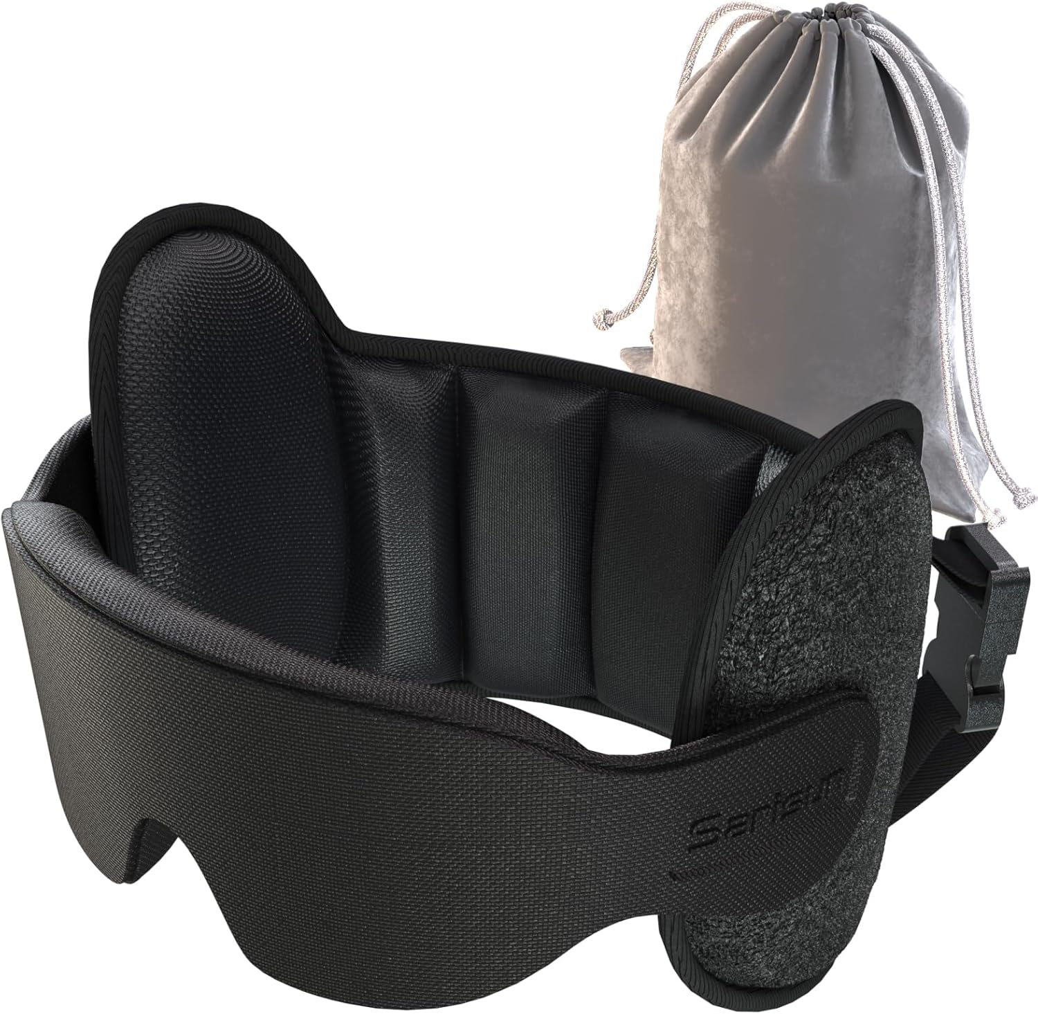 SARISUN Airplane Pillow, Upgrade Travel Pillow for Airplane with Eye Mask, Noise Reducing, 360&deg; Support Stop Bobble, Neck Pillows for Sleeping Travel, Long Flight Travel Essentials, Black image number 4