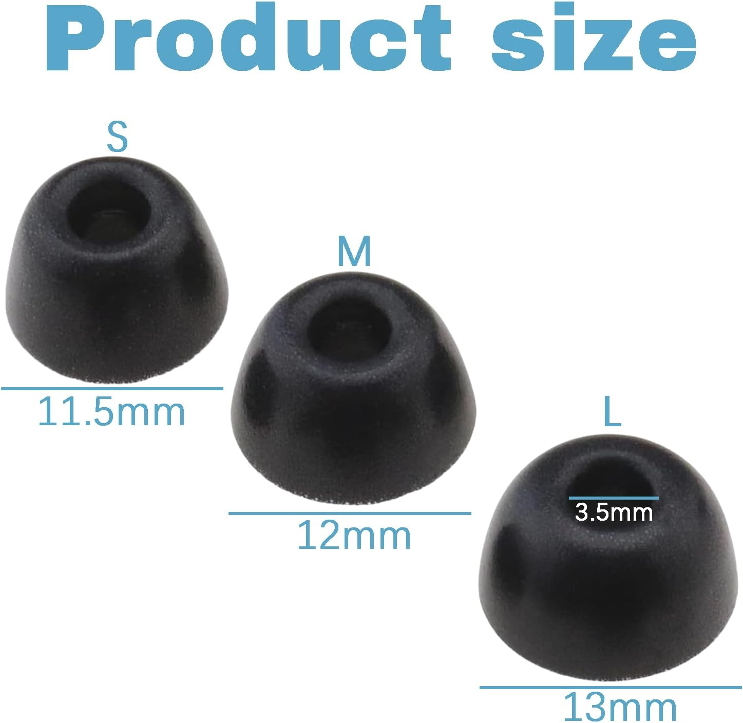 3-Pairs Replacement Memory Foam Ear Tips for Galaxy Buds2 Pro - Enhanced Comfort & Noise Isolation, Premium Replacement Foam Ear Tips (S/M/L, Black) image number 2