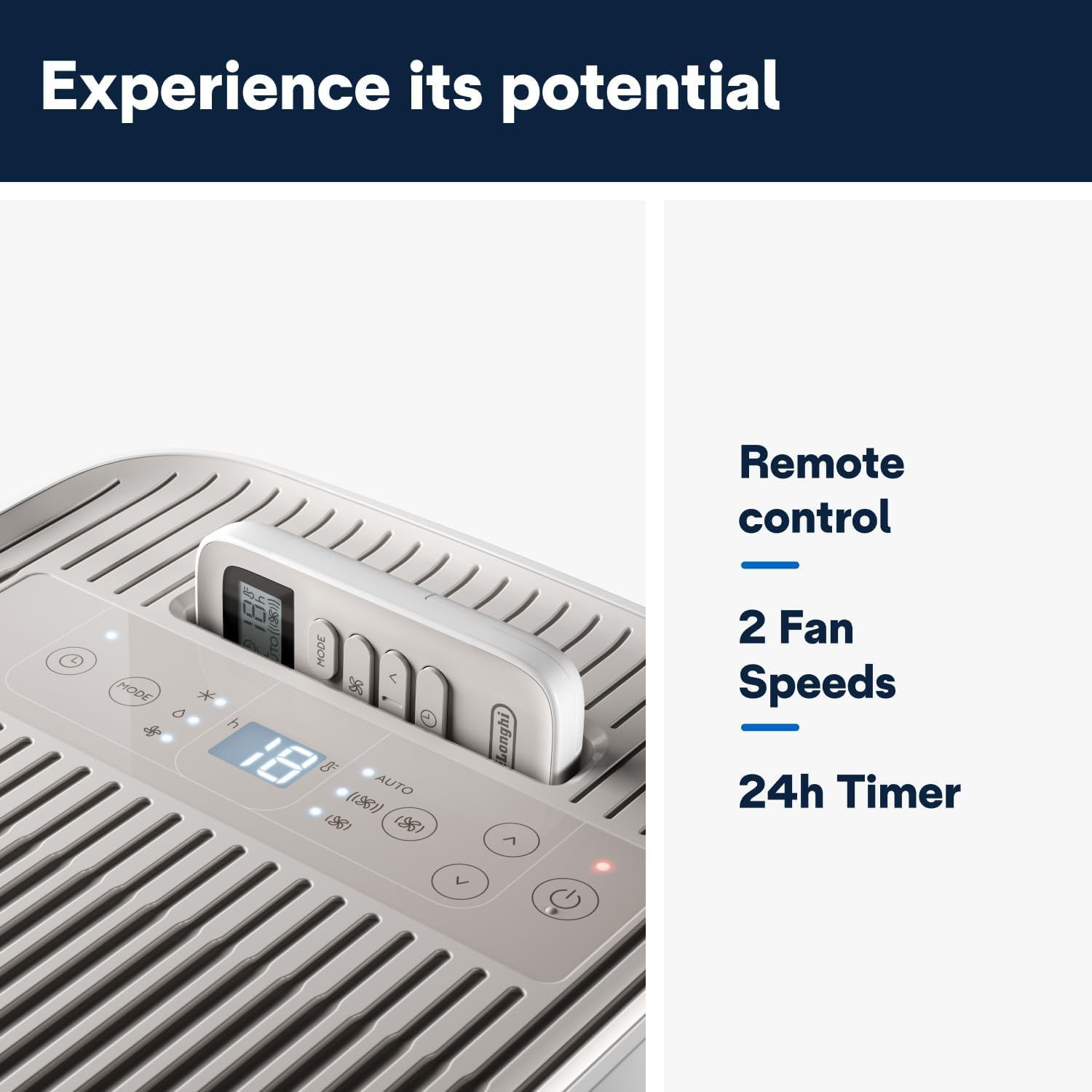 De'Longhi Pinguino Compact ES72 CLASSIC, Silent Portable Air Conditioner 8.300 Btu/H, for Rooms up to 60M3, Dehumidifier, 24 Hour Timer, Energy Class A, Gas R290, 2.1 Kw, Beige image number 4