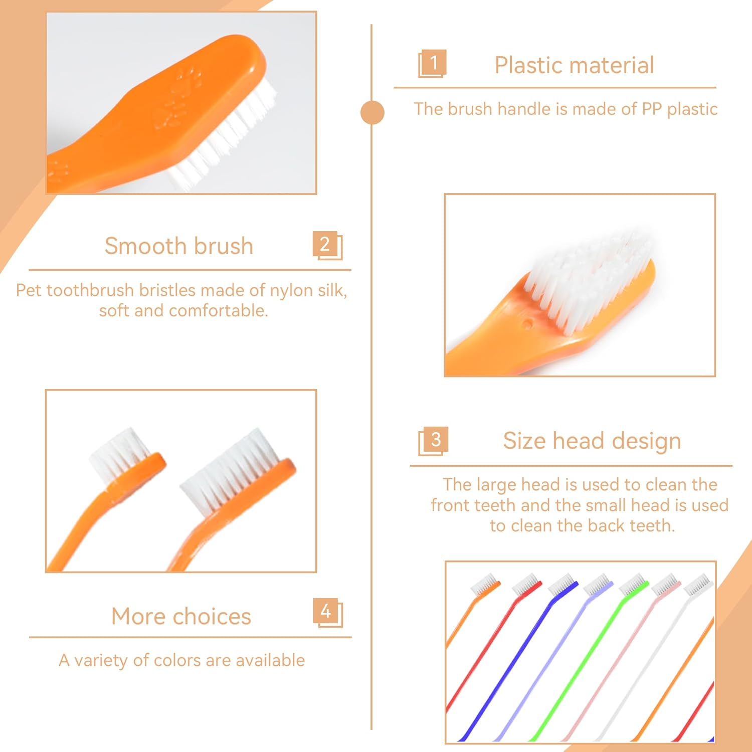 70 Pieces Dog Tooth Brush Pet Toothbrush, Dual Headed Dog Cat Tooth Brushes, Multicolored Soft Grooming Pet Toothbrush for Small and Large Pet Teeth Cleaning Dental Oral Care image number 4