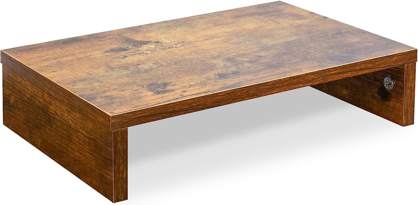 TEAMIX 14.2 Inch Monitor Stand Riser, Rustic Brown Wood Monitor Riser with Storage for Desk Small Monitor Stand Tv/Screen/Pc/Laptop Riser Computer Stand Desktop Shelf image number 1