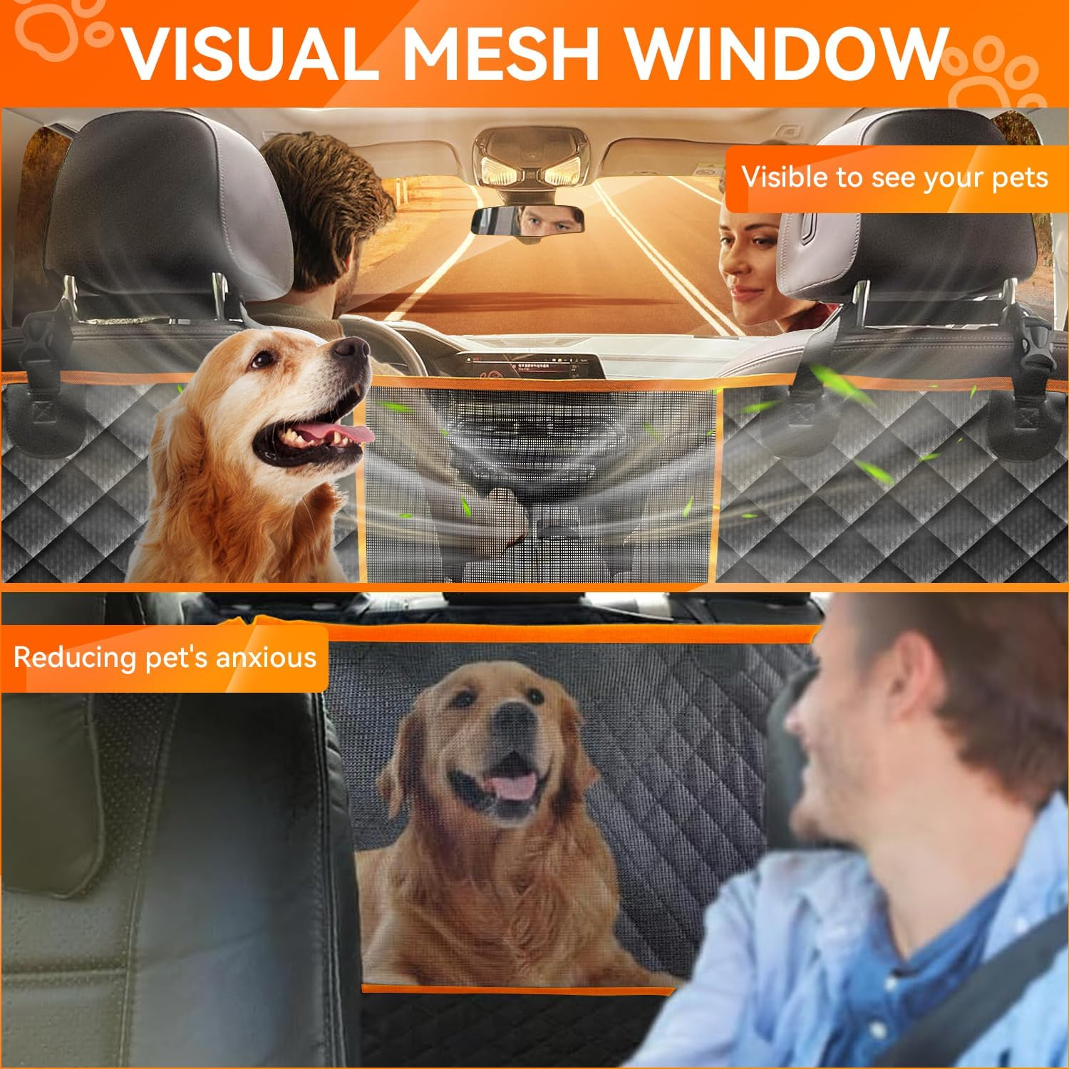 Dog Car Protector, Car Seat Cover, Waterproof Pet Seat Cover Protector for Car, Dog Car Seat Protector for Back Seat, Dog Cover Seat Compatible with Tesla Model 3, Truck＆Suv image number 5