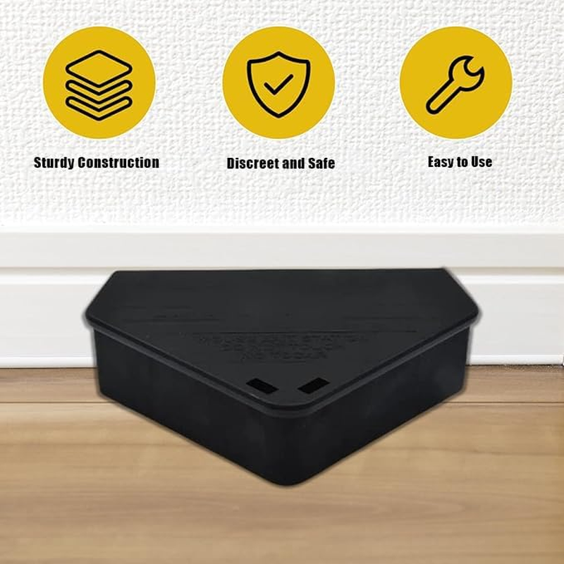 WEZCHUGHAOL Rodent Bait Station &ndash; 6Pcs Triangular Mouse Trap with 6 Keys (Black PP, Indoor Use for Home, Restaurant, Hotel) image number 5