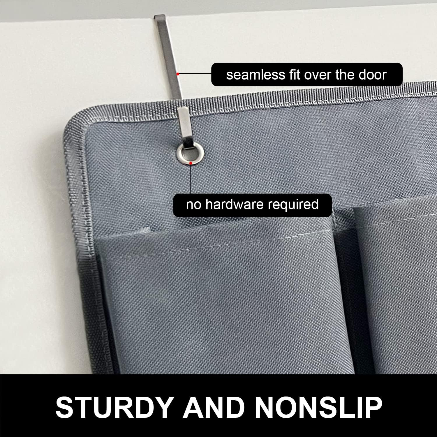 RVZONE RV Shoe Pockets 10 Pockets Heavy Hanging Bedside Storage Organizer with Sturdy Hooks Storage Pockets Hangs on Bed for Shoes Toys and Tool Accessories - Gray image number 7