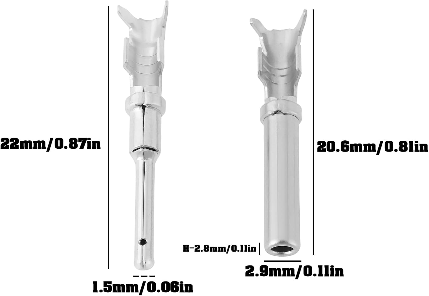 YINETTECH 20PCS Crimp Terminals for DT Series Connector Male Female Terminals Compatible with Deutsch Electrical Wiring Plugs