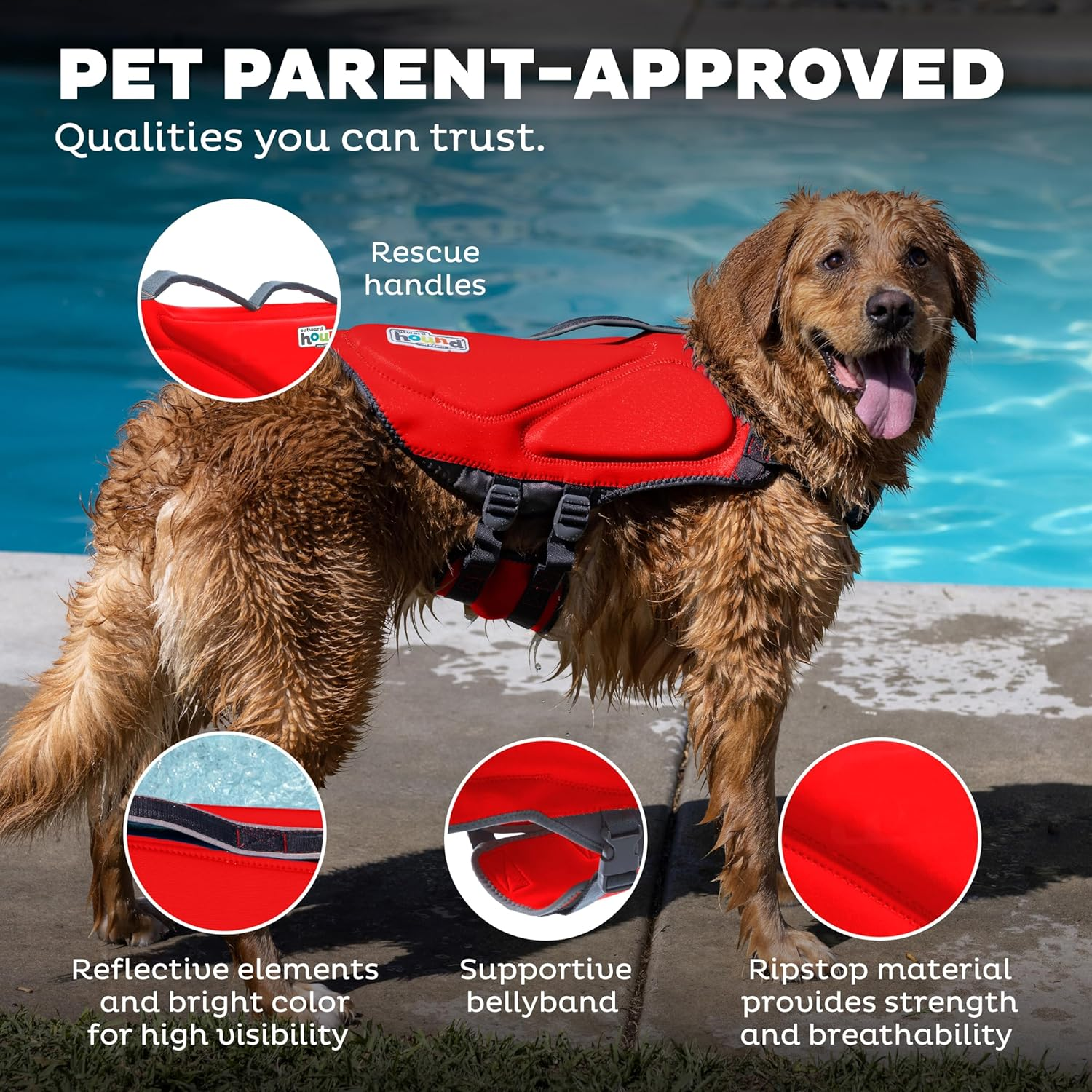 Outward Hound Dawson Swim Red Dog Life Jacket, XL image number 2
