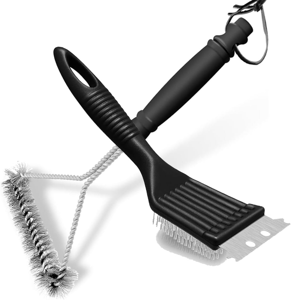 Idopick 2 Pcs BBQ Grill Brush, Stainless Steel Wire Barbecue Cleaning Brush with Plastic Handle for Grill Cooking Grates, Racks Burners, Char-Broil, Weber, Porcelain image number 3