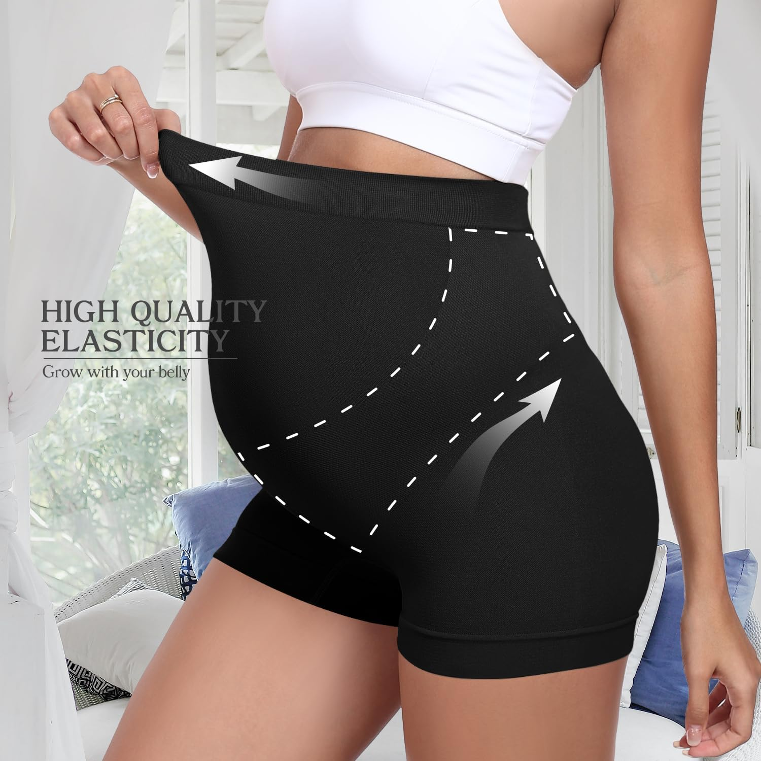 Seamless Maternity Underwear over Belly Support Boyshorts, Pregancy Shapewear Panties for Women image number 6