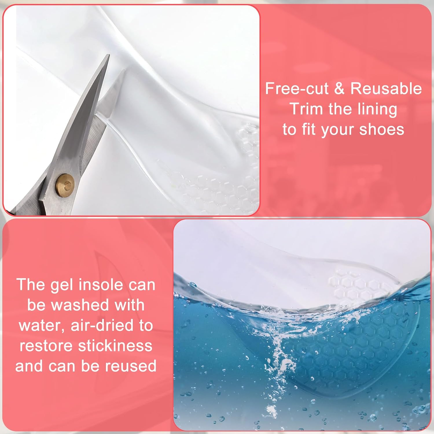 2 Pairs Insoles for High Heels, 3/4 Self-Adhesive Gel Insoles for Women High Heel Comfort Pads Weight Shifting Shoe Inserts Foot Cushions Accessories Used on Flat Feet (Transparent) image number 5