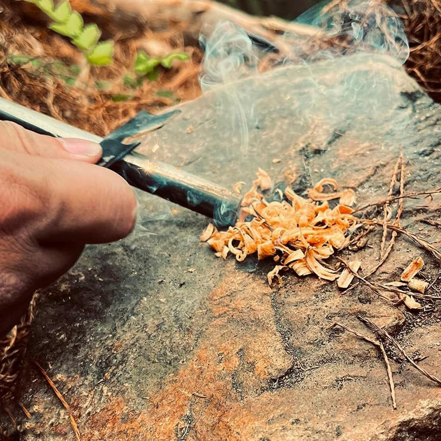 Fire Starter Survival Tool, 4 Inch Flint Steel Drilled Fire Starter 2Pcs with Paracord Lanyard Handle and Ruler for Emergency Survival, Hiking, Camping image number 3