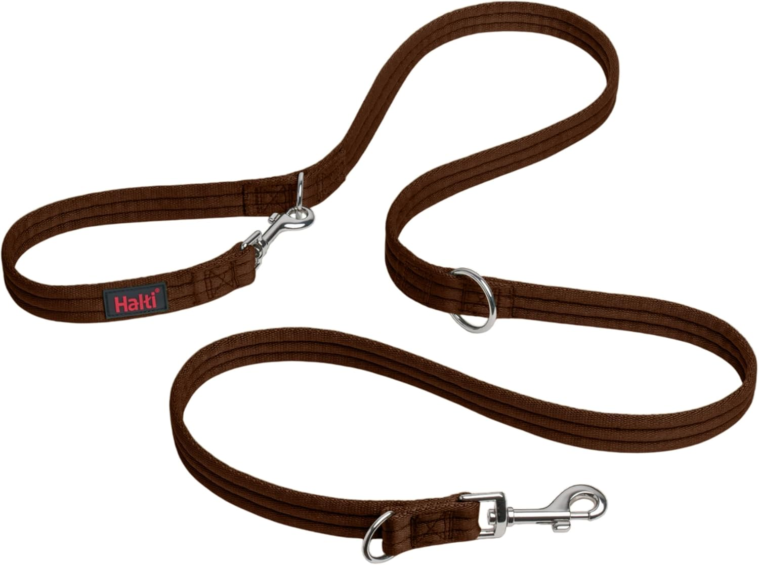 HALTI Double Lead - Multifunctional Dog Lead for Training and Walking Your Dog. Lightweight and Neoprene Padded. Suitable for Puppies (Size Small, Walnut Brown, 2M) image number 6
