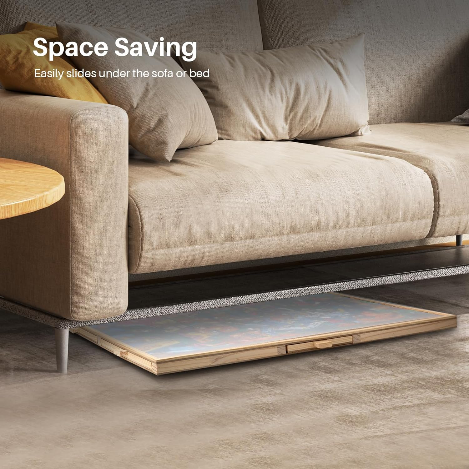 Omebel 1500 Piece Rotating Puzzle Board with Drawers and Cover,Portable Jigsaw Puzzle Boards,Wooden Jigsaw Puzzle Table for Adults Portable,Lazy Susan Spinning Puzzle Boards (90.7Cm*60.7Cm)