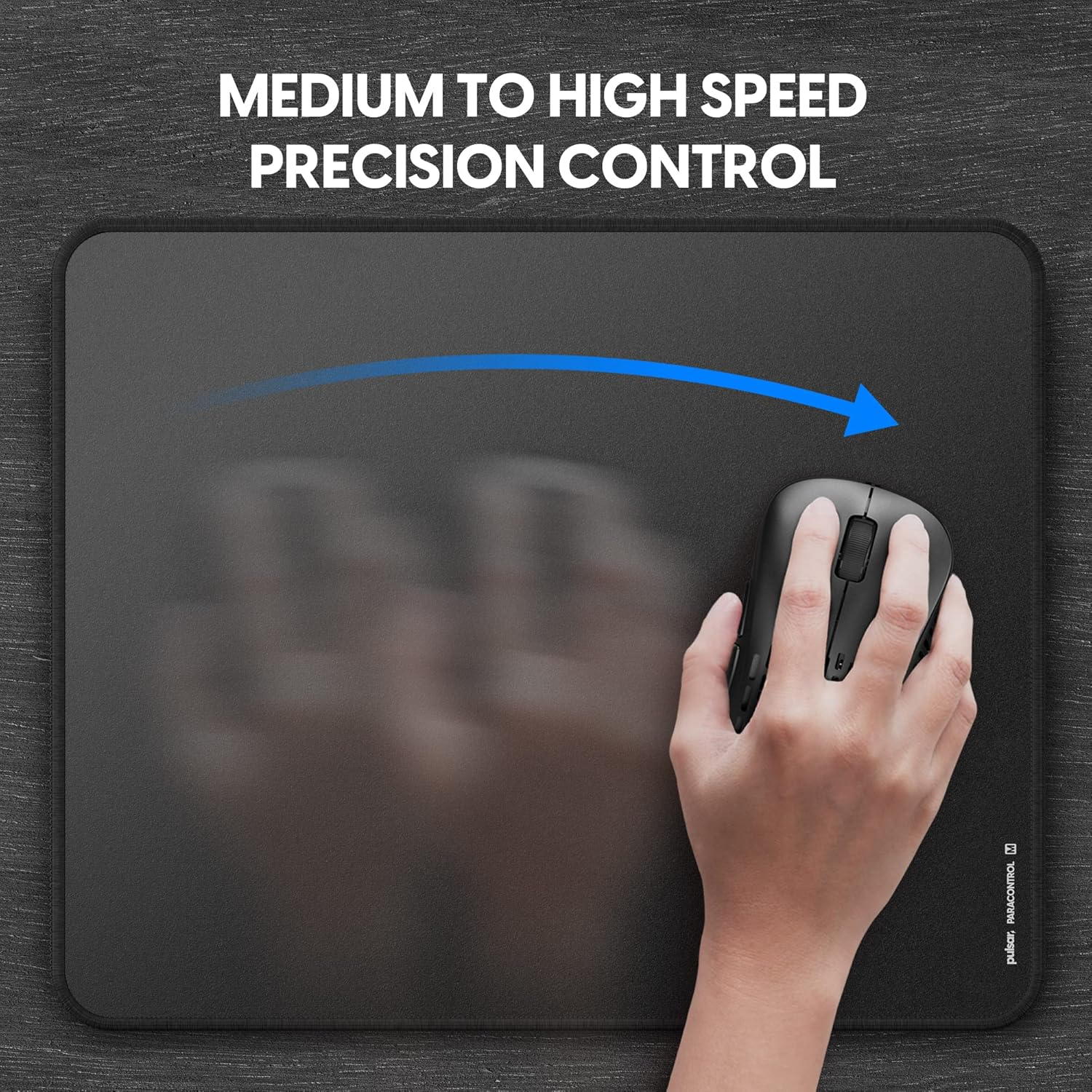 Pulsar - Paracontrol M Esports Level Premium Gaming Mouse Pad V2 - Medium to High Speed Pad Stitched Edge Durable Hybrid Top Surface 10.23 X 13 (M, Black) image number 3