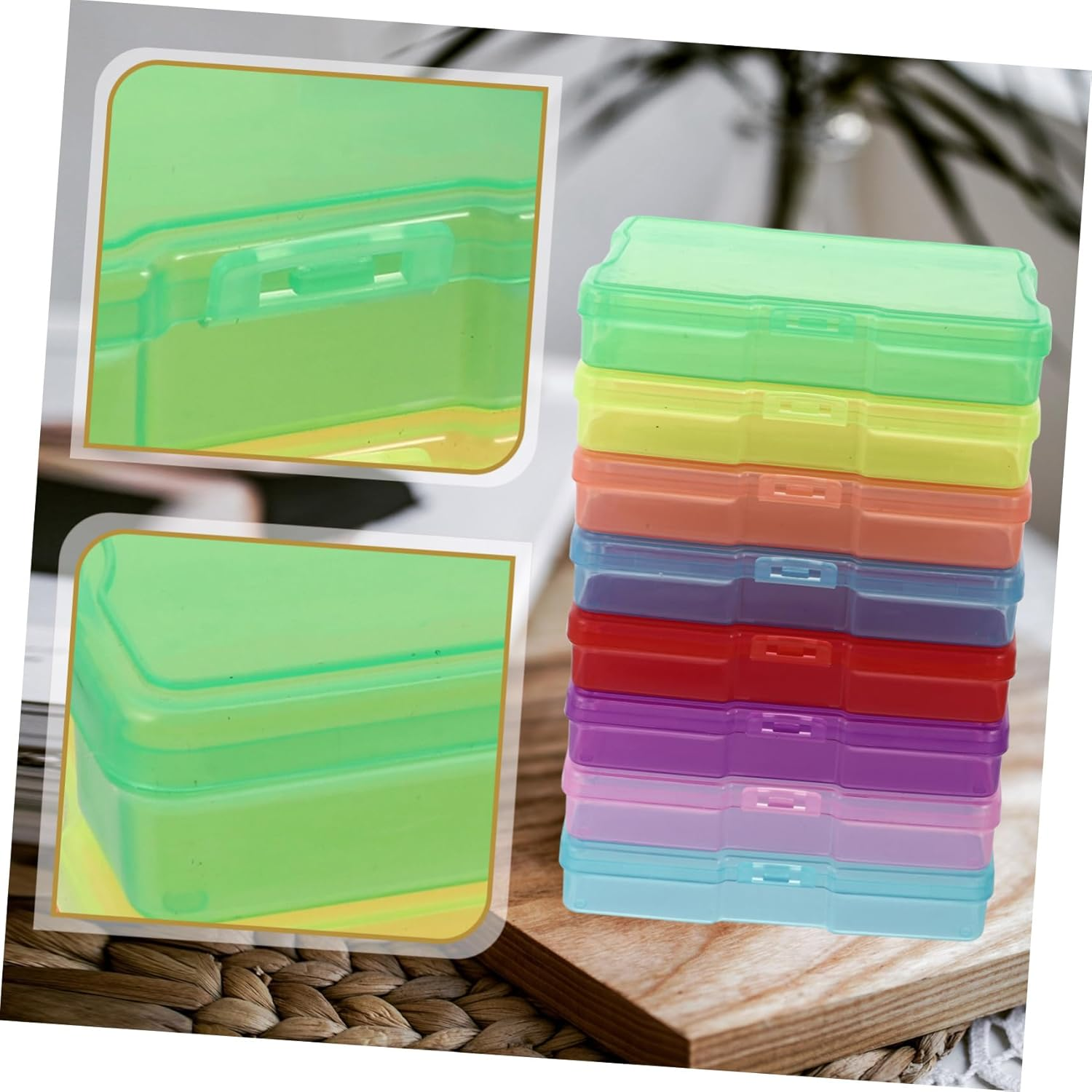 8Pcs Plastic Photos and Jewelry Storage Boxes Multipurpose Postcards Organizer for Home Office Mixed Colors 4X6 Inch Photo Holder for Document and Accessories Sorting image number 6