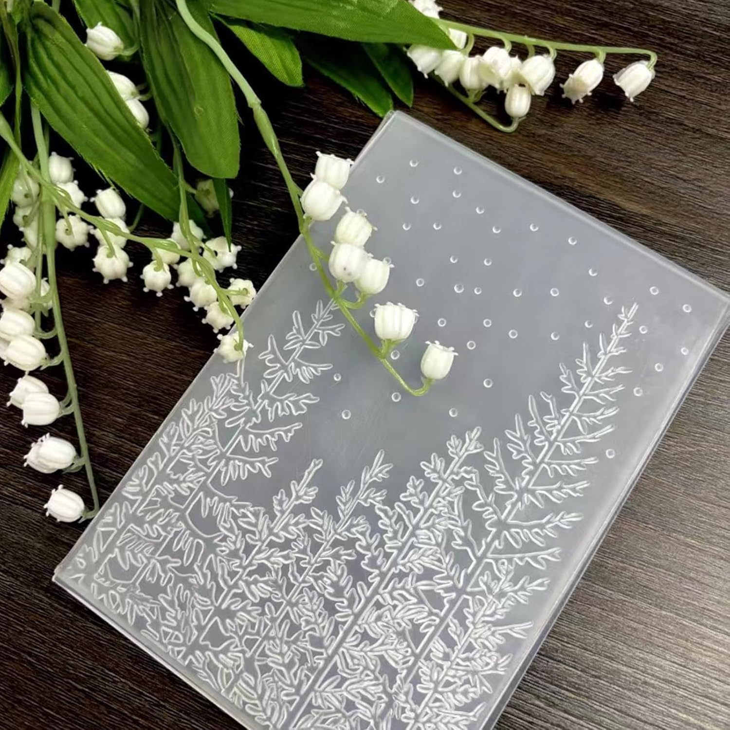 3D Embossing Folder, 6.42X4.53 Inch Pine Tree Embossing Plate Plastic Embossed Template Embossing Folder for Making Cards Scrapbooks Paper Albums DIY Crafts image number 1