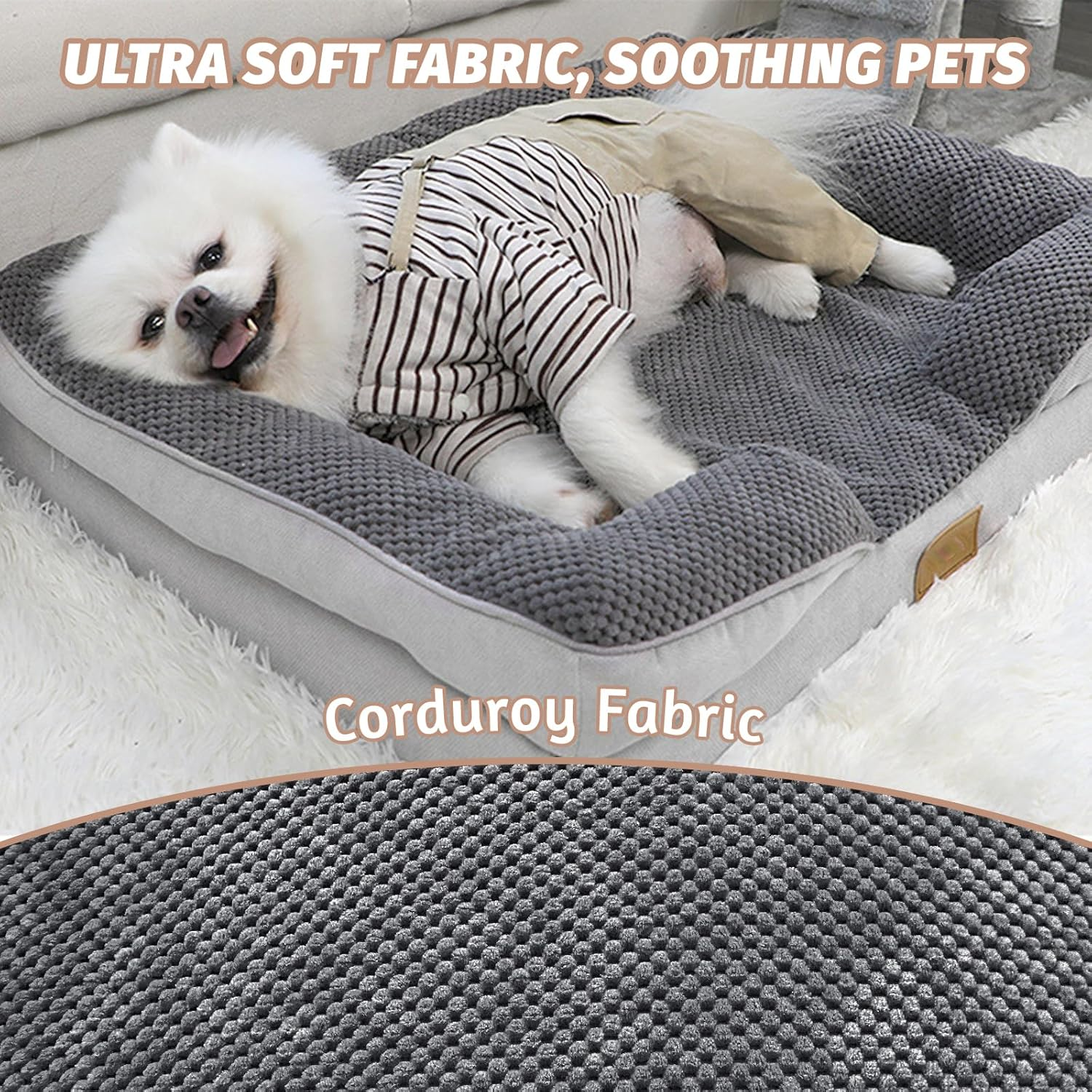 STORM HERO Orthopedic Dog Bed - Dog Sofa Beds for Small/Medium Dogs, Memory Foam Anxiety Pet Bed with Warm Mattress Cushion, Washable Dog Bedding Firm Support, Cozy Pet Crate Bed (77 X 59Cm) image number 2