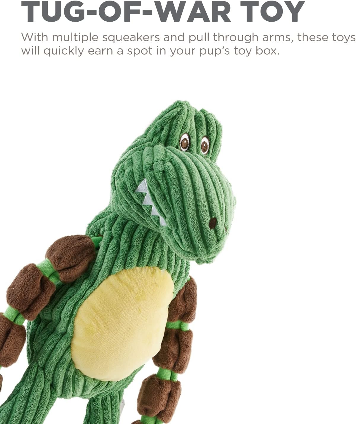 Charming Pet Thunda Tugga Plush Dog Toy - Tough and Durable Interactive Soft Animal Squeaky Tug Toy, Gorilla image number 2