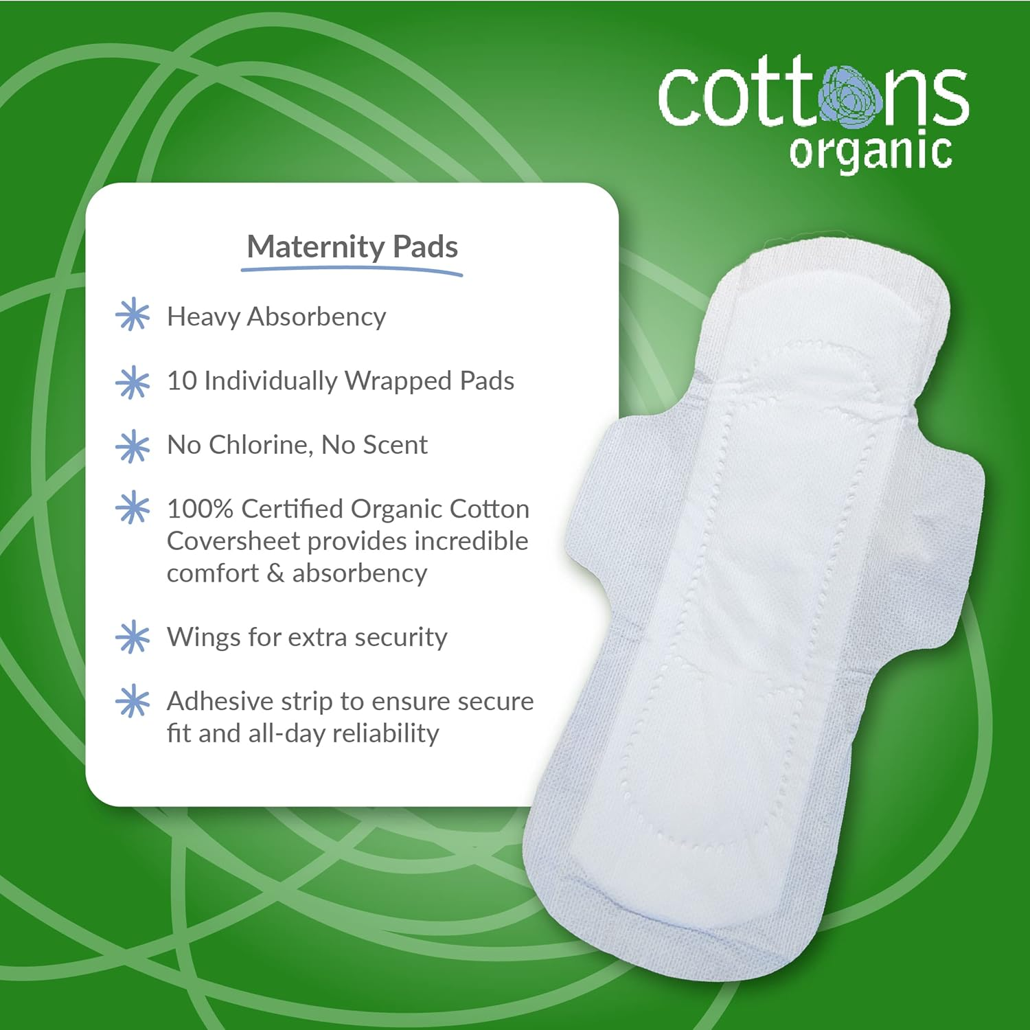 Cottons Maternity Pads W/Wings 10 (1) image number 1