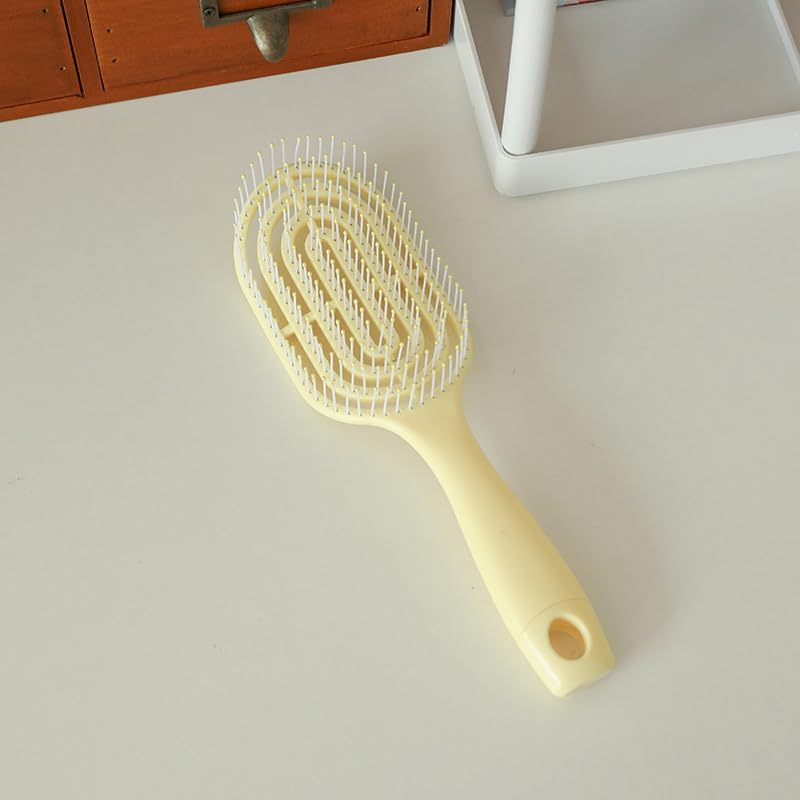 Limcryspp Anti-Tangling, Painless Smoothing, Suitable for Straight, Curly Hair and Wet ， Gentle Scalp Massage, Suitable for Both Men and Women (Yellow) - Pink image number 7