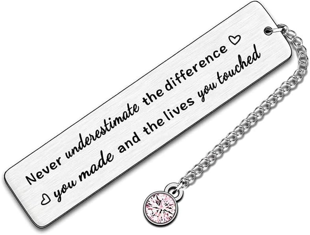RFTWXHPN Stainless Steel Bookmark - Never Underestimate the Difference You Made - 1 Pack image number 4