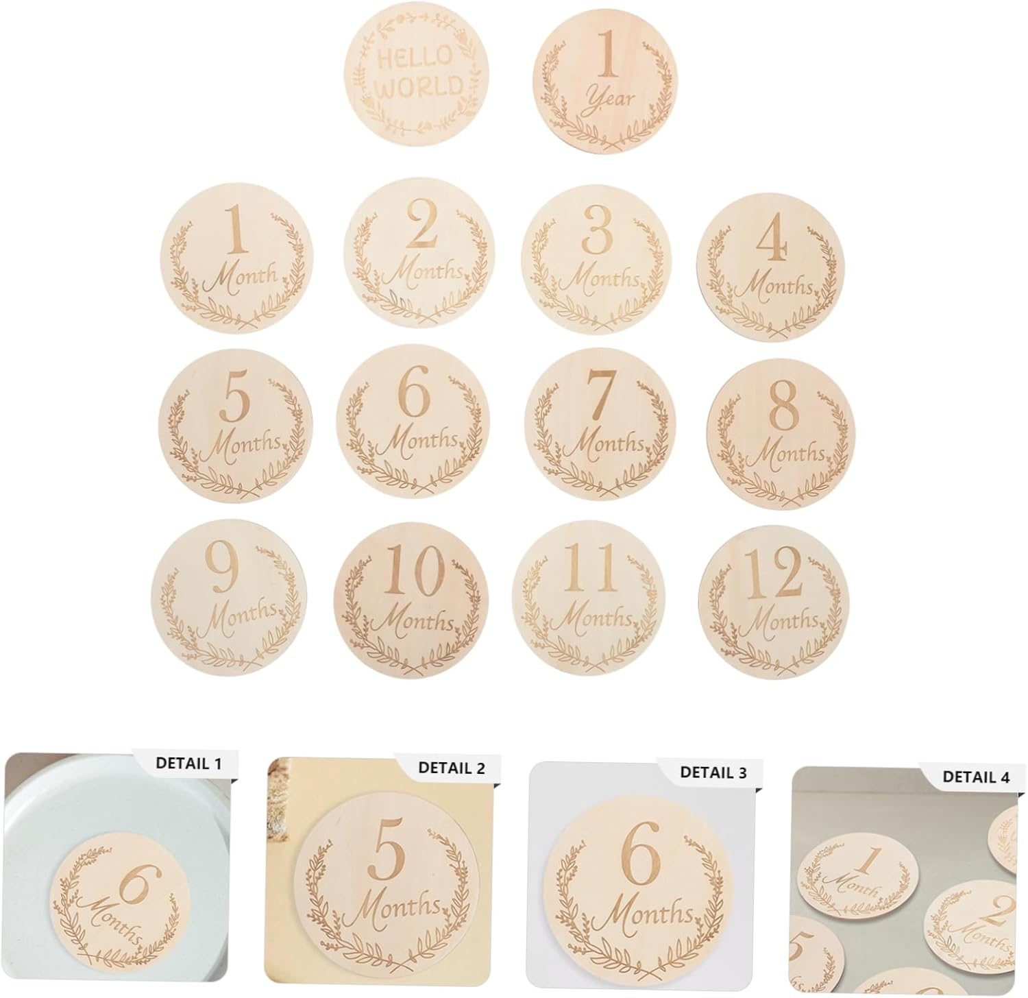 UPKOCH Baby Monthly Milestone Cards Wooden Photo Props 14Pcs for Baby'S Growth Album Keepsake Photography