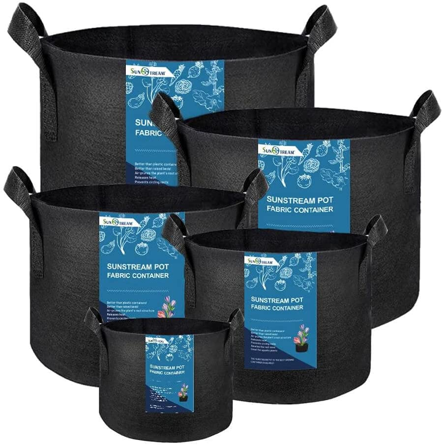 Sunstream 5-Pack 20 Gallons (76L) Heavy Duty Thickened Nonwoven Fabric Pots Grow Bags with Handles