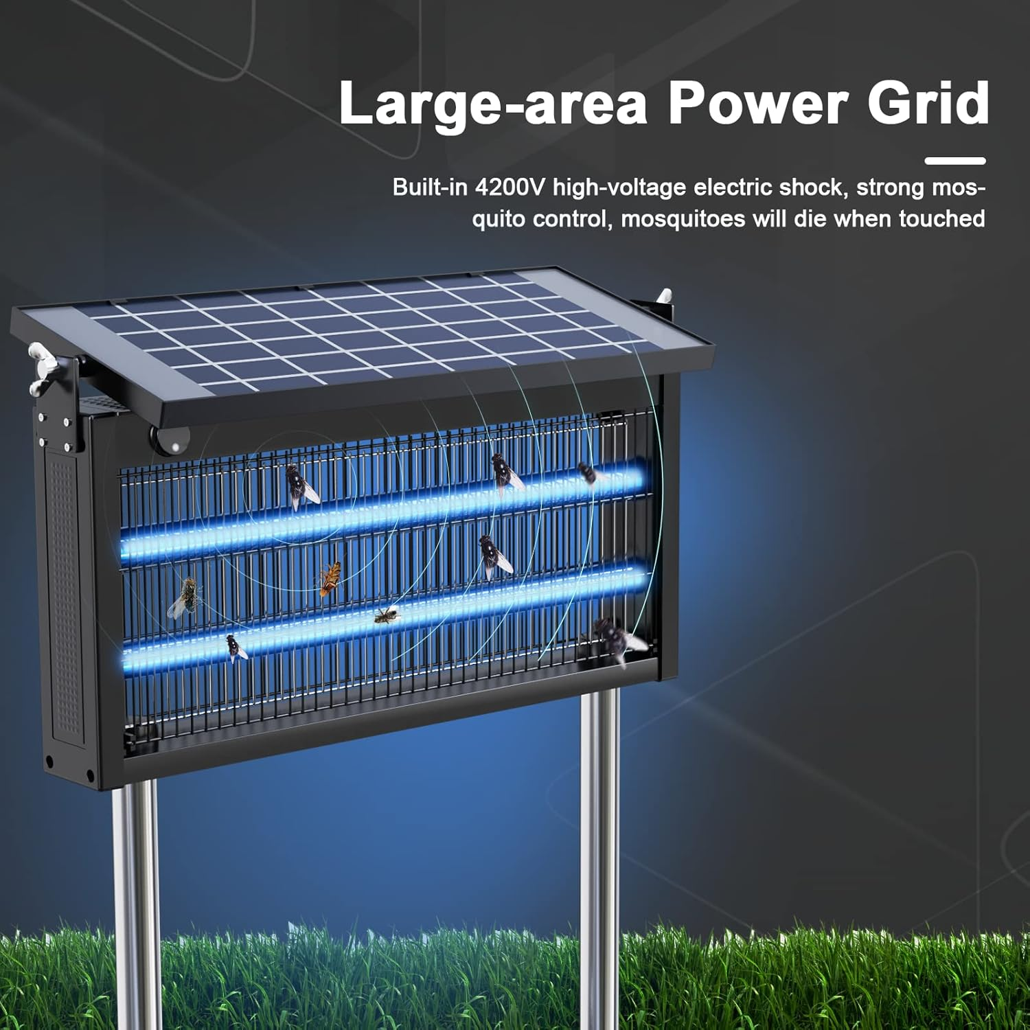 Bug Zapper Outdoor - Mosquito Repellent Outdoor Patio,Solar Bug Zapper Indoor,Waterproof Portable Fly Zapper,High Powered 4500V Mosquito Zappers Killer for Home,Patio,Camping image number 6