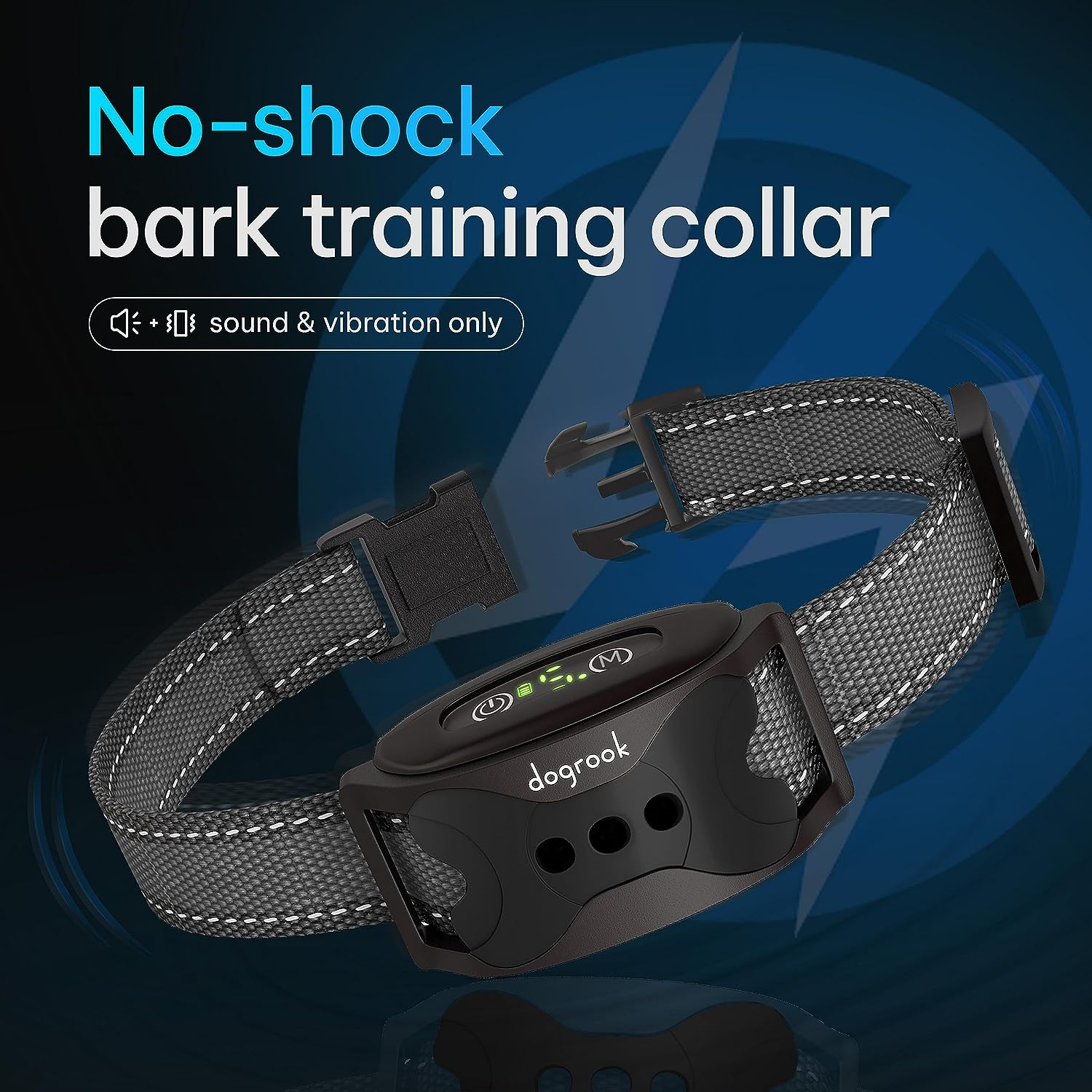 Dogrook Rechargeable Dog Bark Collar | Smart Collar for Dog Training | No Shock | Beep & Vibration | No Bark Collar for Dogs | anti Bark Collar for Large Dog, Medium Dog, Small Dog | 12-110 Lbs image number 2
