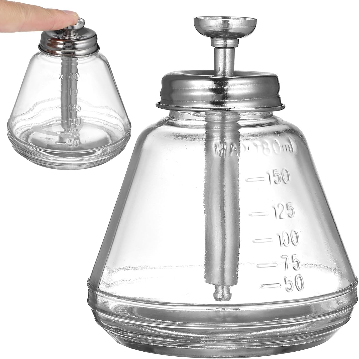 GRADENEVE Transparent Glass Push down Pump Bottle with Core Acid-Resistant Dispenser for Nail Polish Makeup Monomer and Beauty Liquids Clear Empty Glass Container for Efficient Liquid image number 2