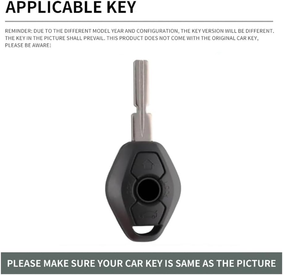 Ontto Alloy Car Key Fob Cover Fit for BMW X3 X5 Z3 Z4 3 5 7 Series E38 E39 E46 E83 1998-2005 Smart Key Case Keyring Silicone Key Shell Holder Bag Keychain Full Protection Accessories Black B