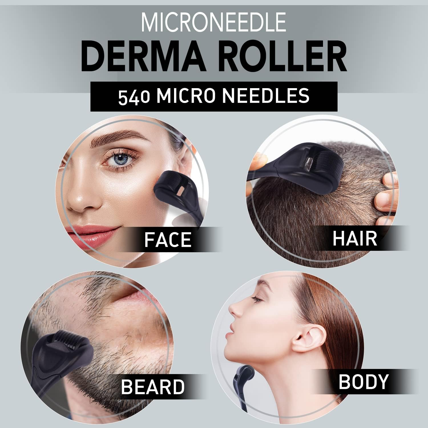 Derma Roller 540 Stainless Steel Black Microneedling Roller MOOKARDILANE 0.25Mm Facial Skin Care Home Use for Face Care Beauty Massage Tools image number 3