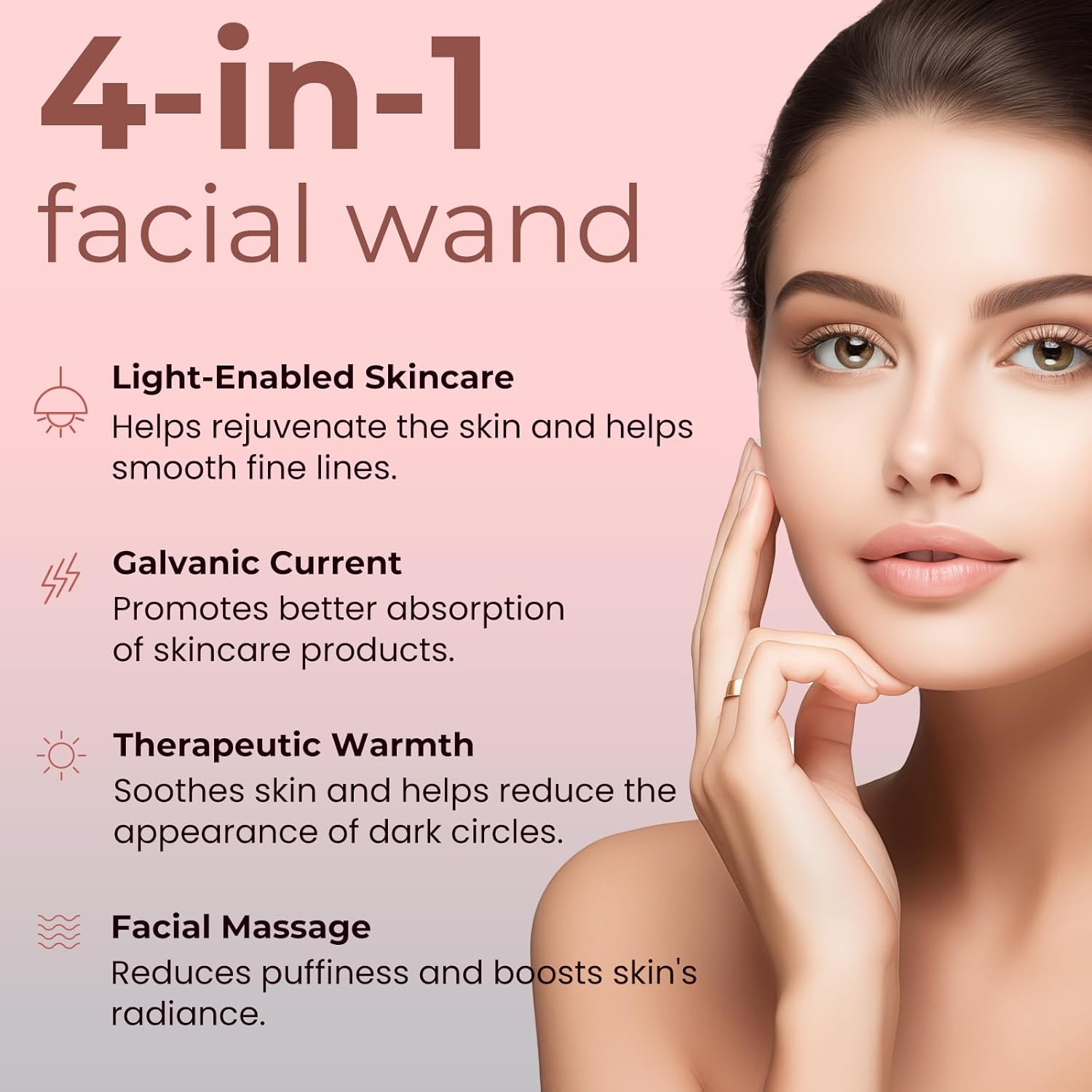 4-In-1 Light-Therapy-Wand,Red Light Therapy for Face and Neck - Microcurrent Facial Device for Anti-Aging - Face & Eye Massager Skincare (2 Colors Led Light) image number 4