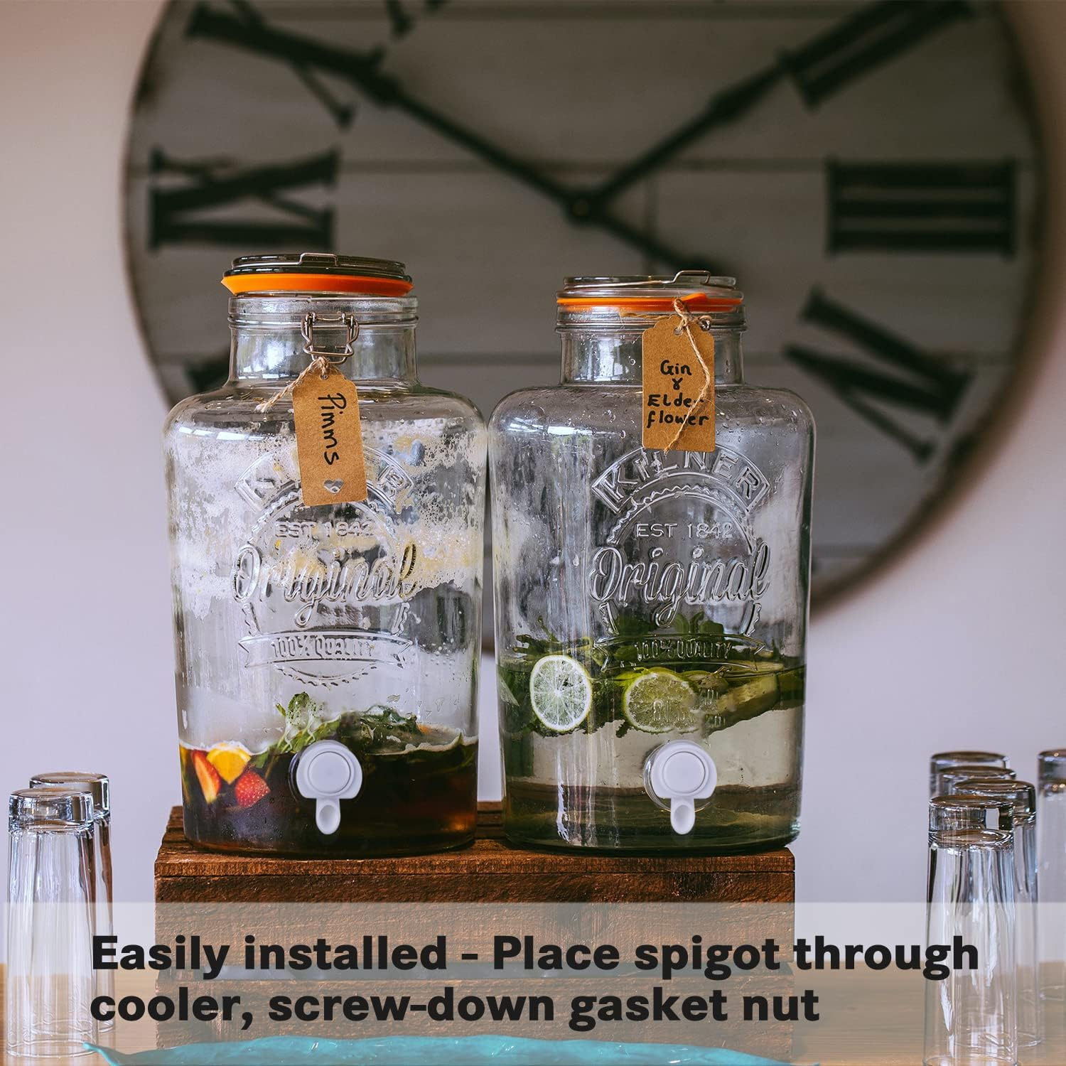 Upgrade Push-Button Cooler Spigot Replacement, Compatible with Igloo 2, 3, 5 and 10 Gallon Beverage Coolers, Durable Water Cooler Spigot for 2-10 Gallon Water Jugs Replacement Part - 30 Pcs White image number 5