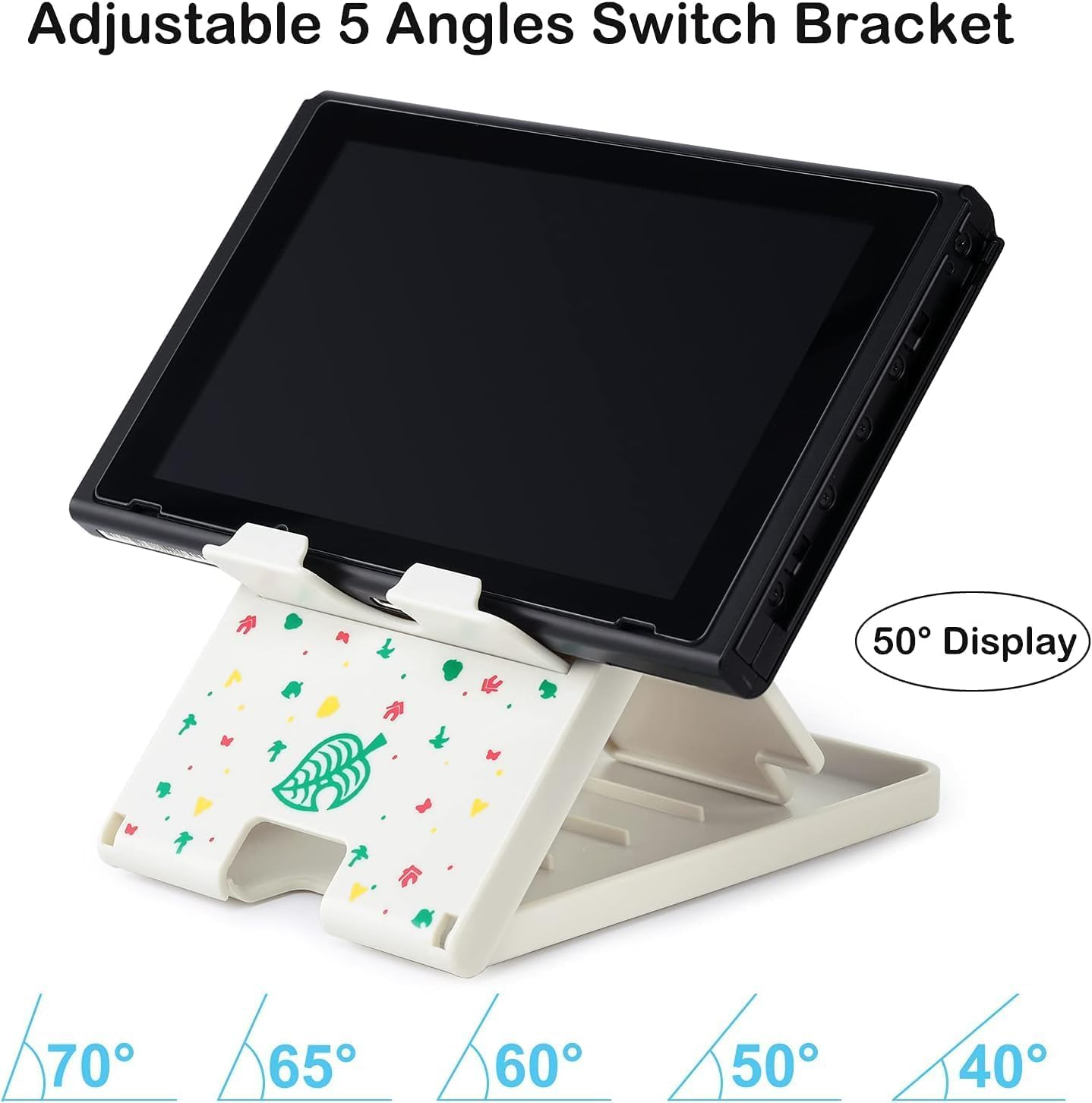 Switch Stand for Nintendo, Adjustable Foldable Portable Stand Compatible with Switch OLED, Switch Lite, and Steam Deck, Portable Foldable Non-Slip Bracket, Anti-Slip Gaming Accessories (White) image number 2