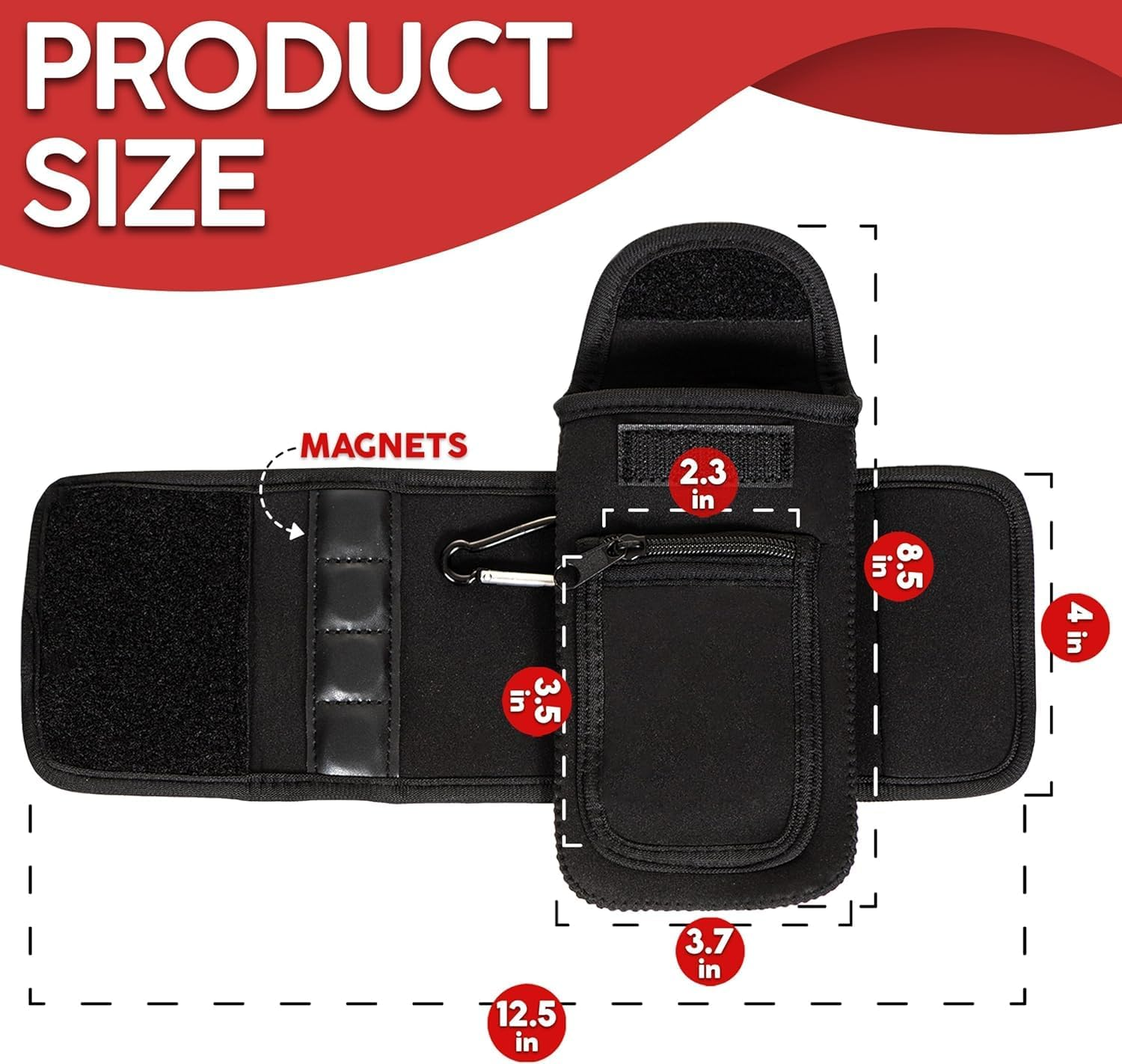 Magnetic Water Bottle Holder for Gym with 2 Pockets, Magnetic Bag Mount for Phones, Gym Essentials Accessories image number 3