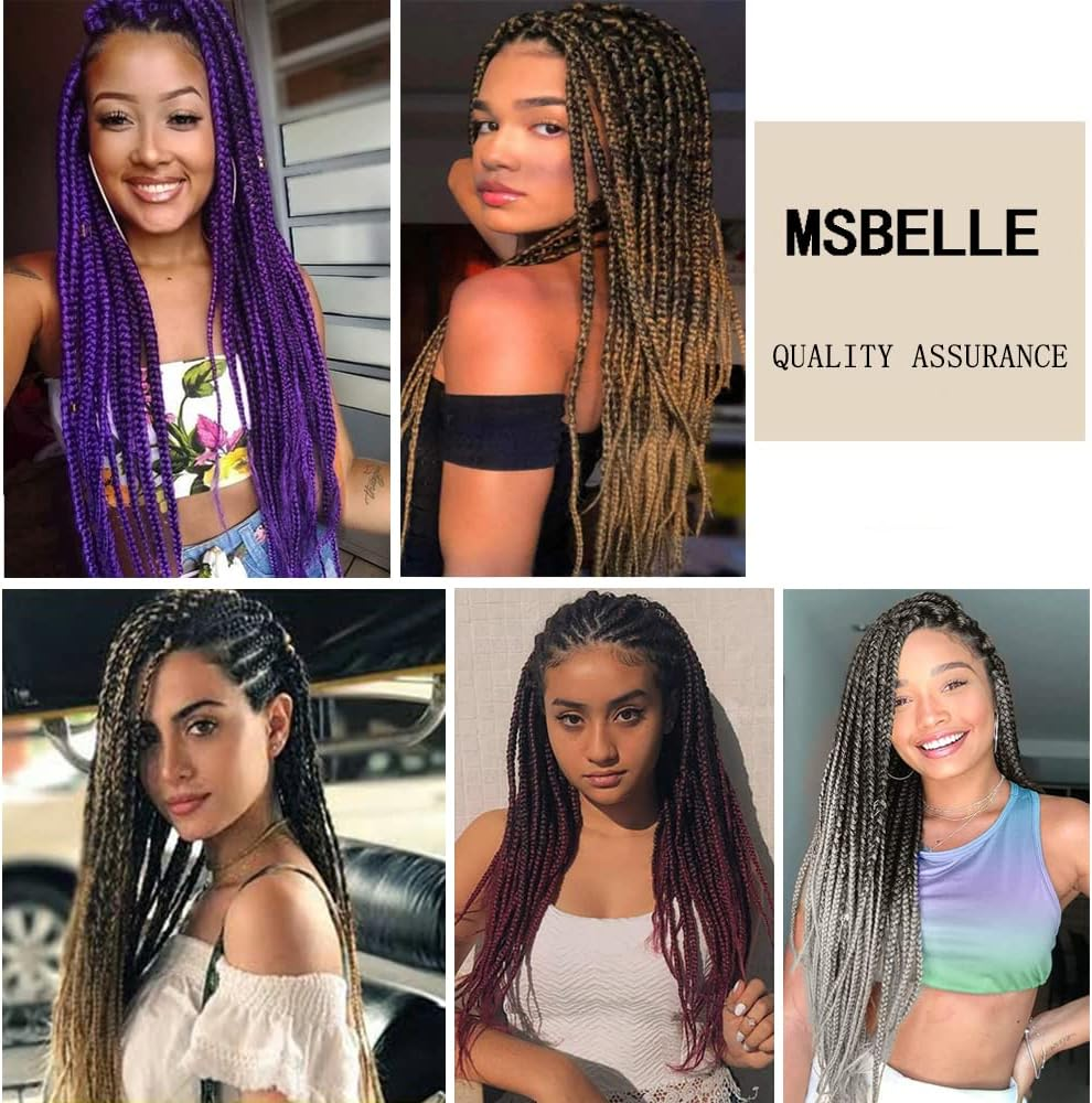 6 Packs/Lot Pre Stretched Braiding Hair 26 Inch Ombre Braiding Hair Extensions Hot Water Setting Crochet Synthetic Braids Hair Black(1#)