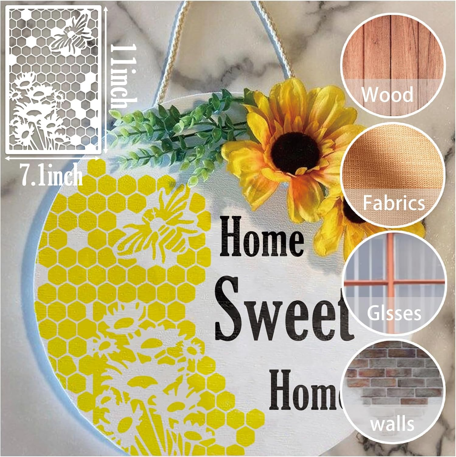 SVNXI 8 Pieces Stencils for Crafts Reusable Texture Spider Stencils Net Wood Grain Stone Spray Paint Layering Stencil Templates for DIY Scrapbook Art (White) image number 1