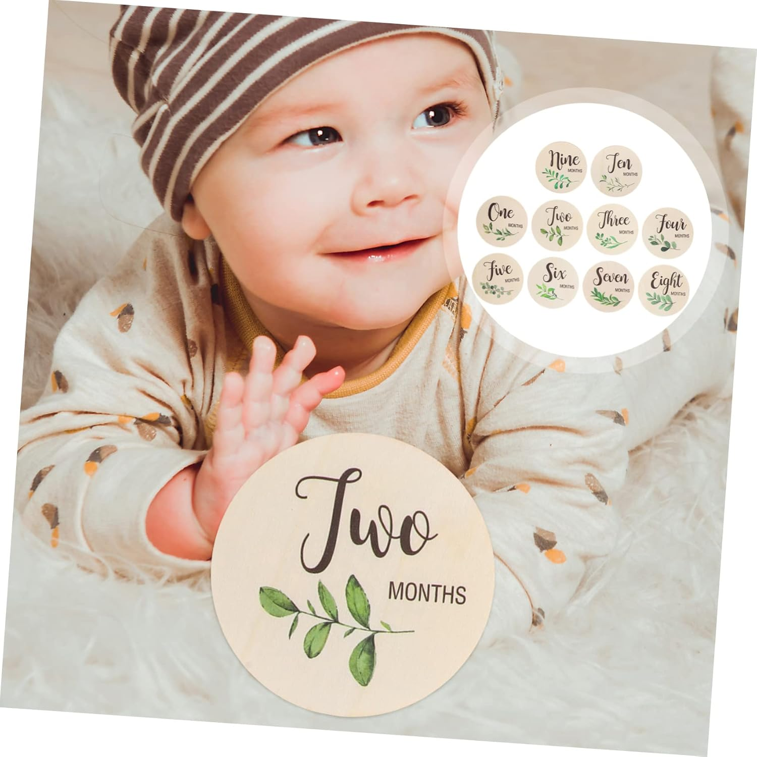 10Pcs Cards Double-Sided round Growth Discs for Newborn Photography Keepsakes for Monthly and Social Media Sharing image number 5