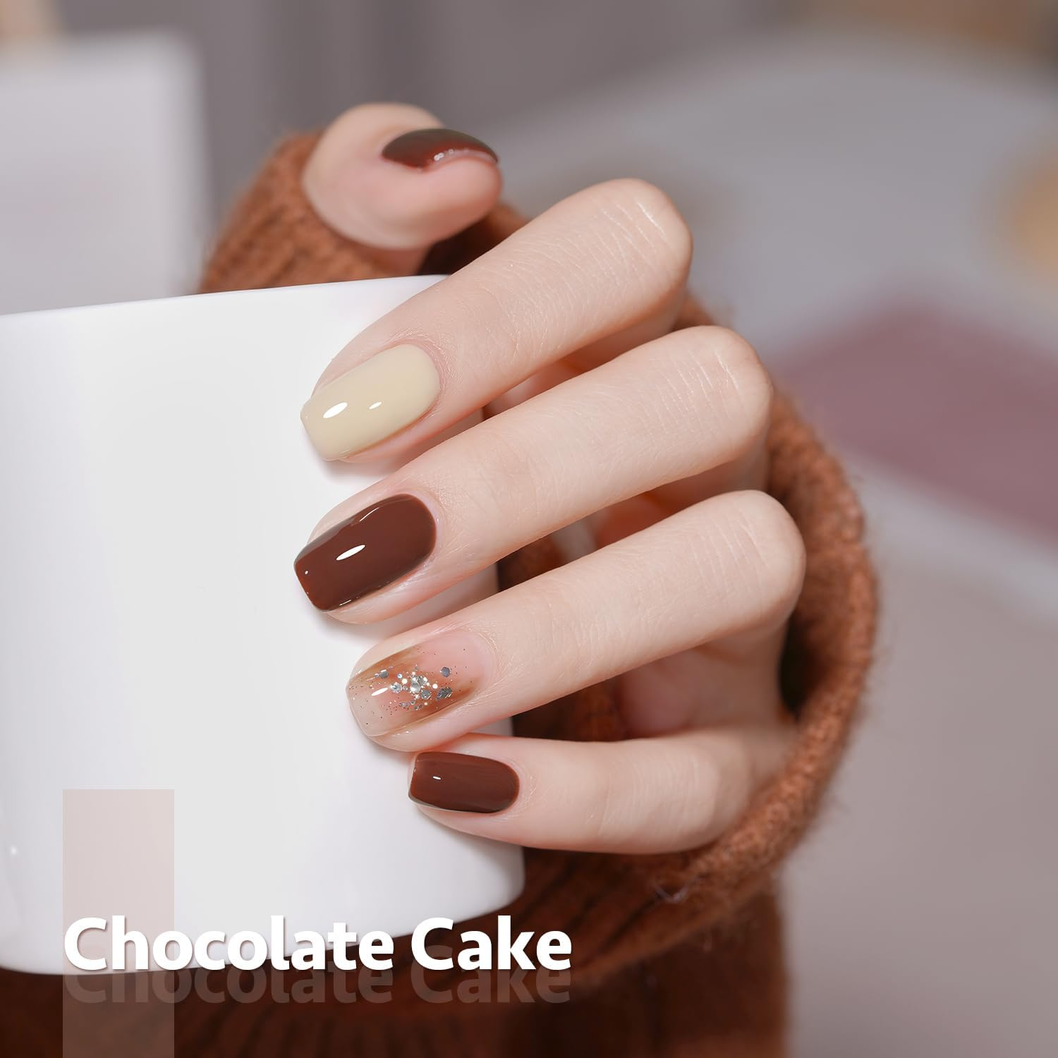 GAOY Nude Brown Fall Gel Nail Polish Set, 6 Colors White Beige Dark Tan Taupe Soak off UV Light Cure Gel Polish Kit for Salon and Nail Art DIY at Home - Classic Collection image number 5