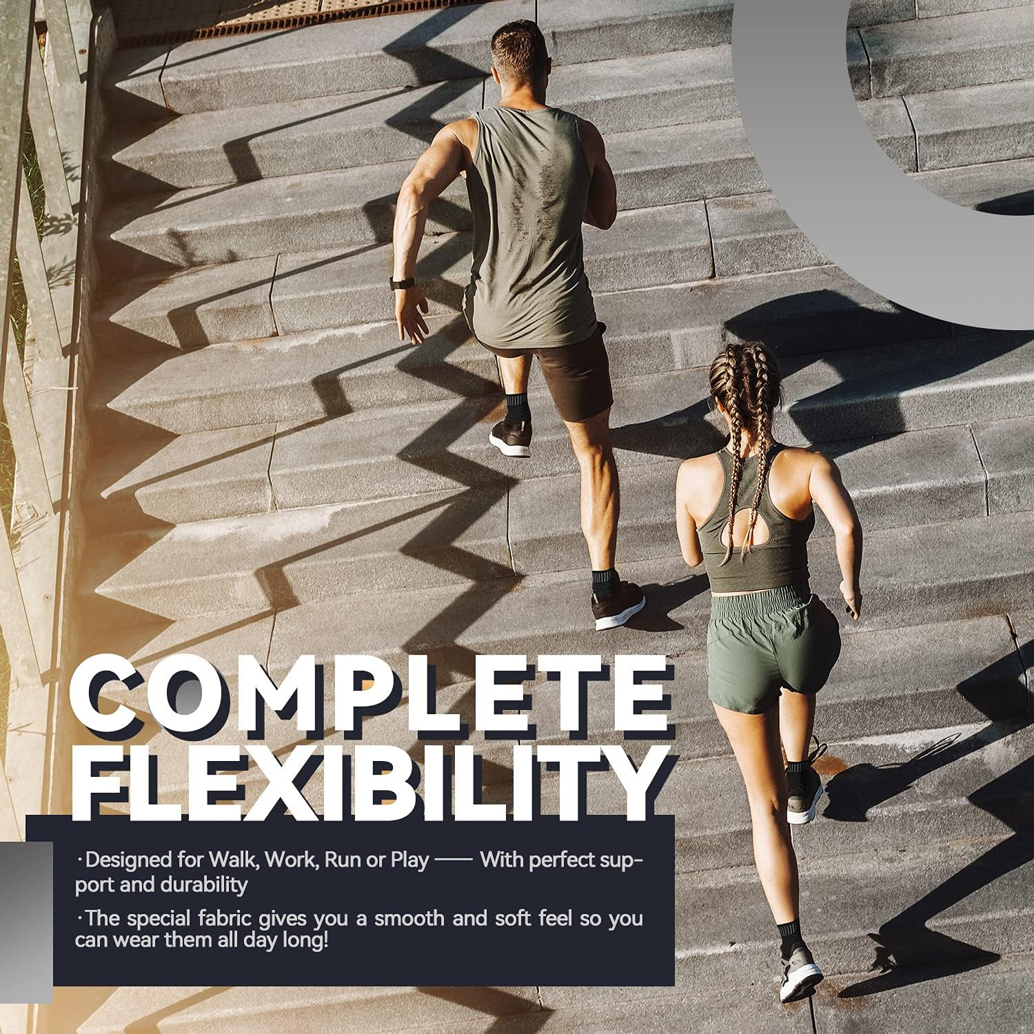 Lusenone Ankle Brace for Women & Men (Pair), Compression Ankle Sleeve- Best Ankle Support Socks for Plantar Fasciitis, Sprained Ankle, Achilles Tendonitis, Foot Pain Relief, Running,Sports image number 6