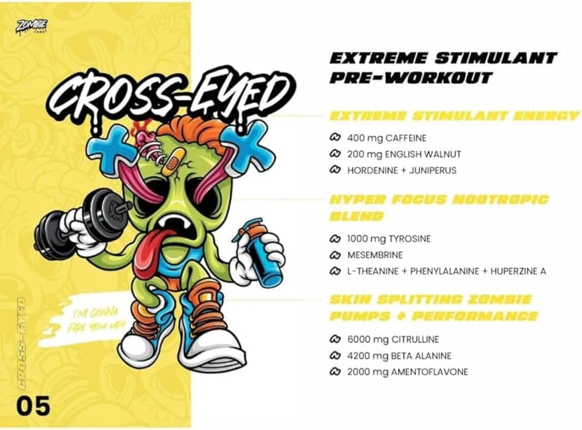 Zombie Labs Cross-Eyed Extreme Stimulant Pre Workout 10 Serves Watermelon image number 2