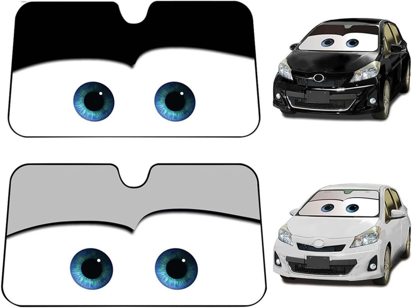 Car Colors Eyes Heated Windshield Sunshade Car Window Windscreen Cover Sun Shade Auto Sun Visor Car-Covers Car Solar Protection (Color : Grey) - Black image number 4