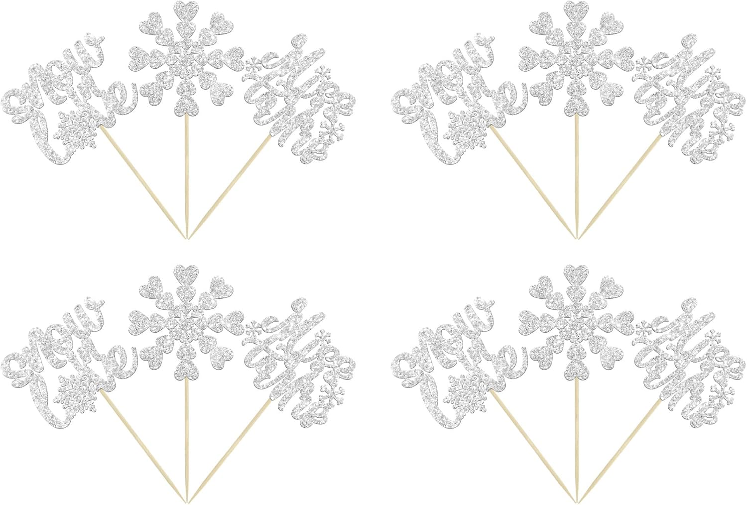Gyufise 24Pcs Silver Snowflake Cupcake Toppers Glitter Winter Snowflake Miss to Mrs Cake Topper Picks for Winter Wedding Anniversary Decorations Bridal Shower Party Supplies - Silver 3 image number 4