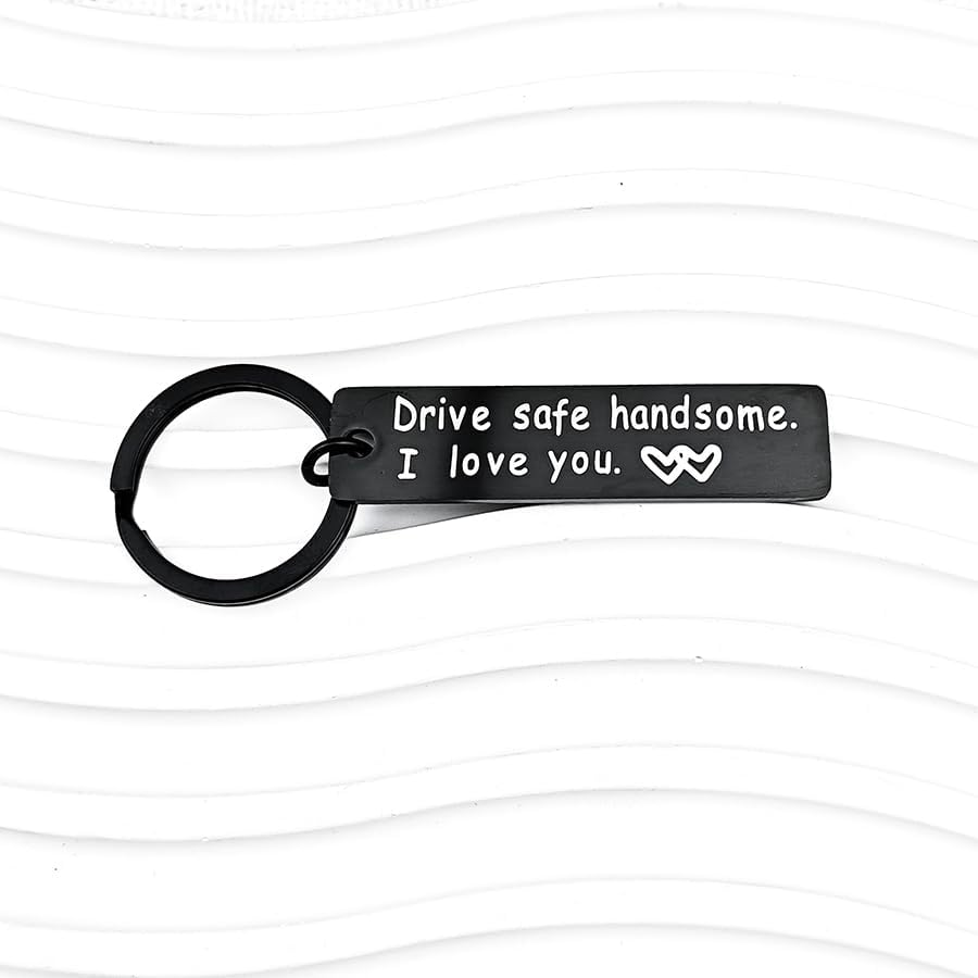 Drive Safe Handsome I Love You Gifts Keychain for Boyfriend Husband Drive Safe Gifts for Him BF Christmas Valentines Day Gift Husband Boyfriend Hubby Driving Keyrings image number 2