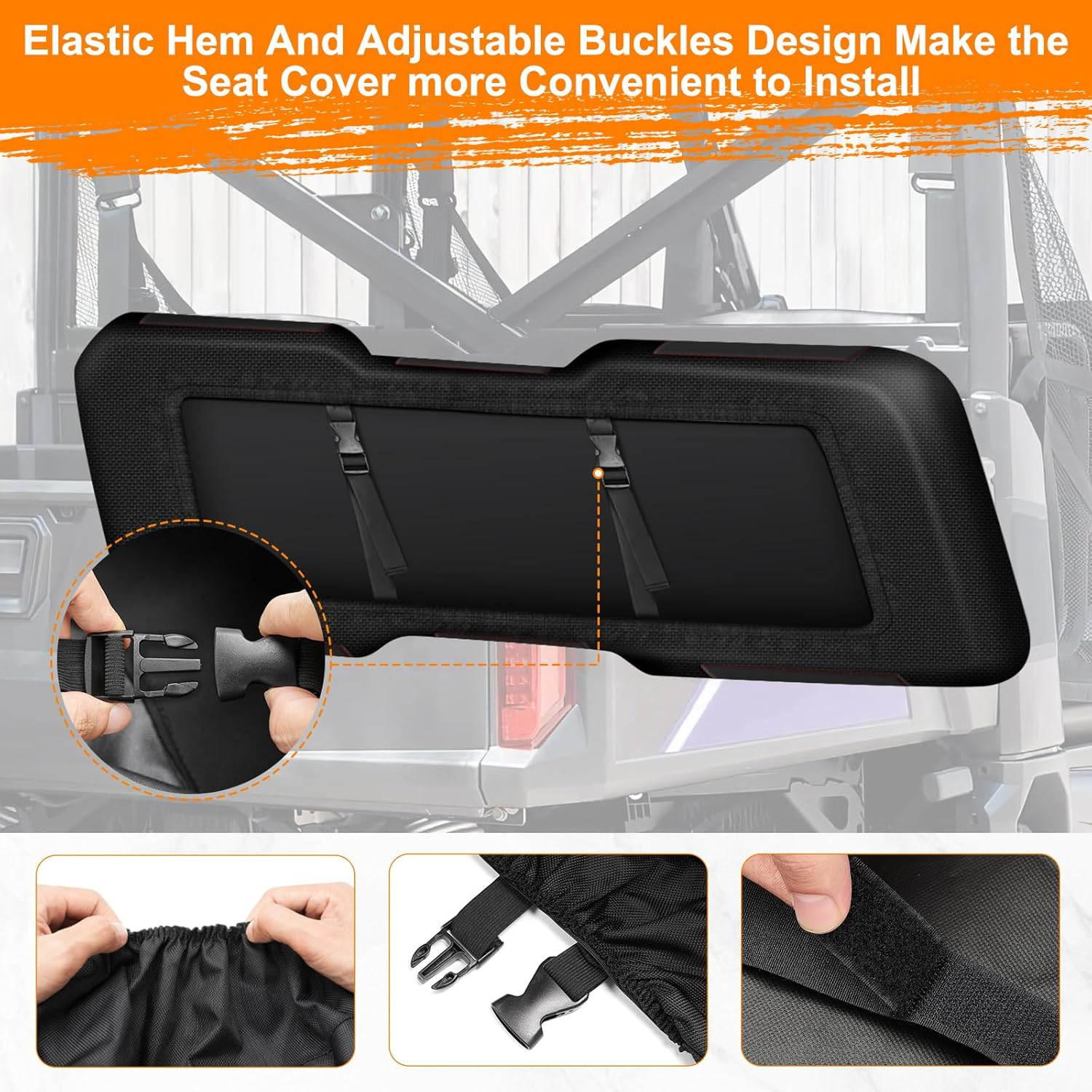 CEMOFE UTV Seat Cover for Polaris Ranger 1000 2020-2025/Polaris Ranger XP 1000 2017-2021, Split Bench Seat Covers Heavy Duty 1680D Waterproof UTV Seat Cover Set(3 PCS) image number 6