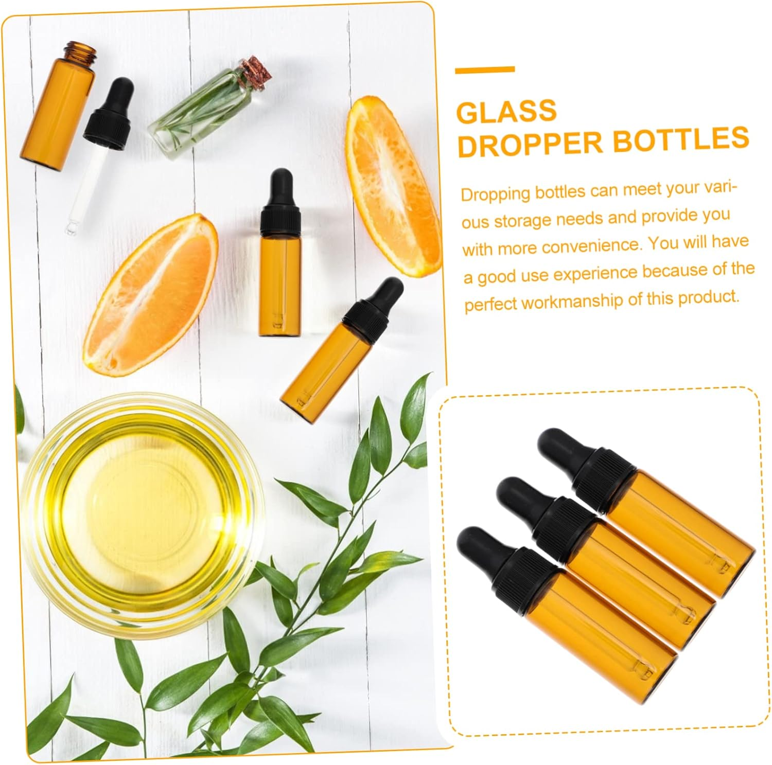 Homoyoyo 10 Pack 5Ml Amber Glass Dropper Bottles - Essential Oil and Perfume Vials with Eye Droppers for Makeup - Aromatherapy and Lotion Dispenser Perfect for Travel and DIY Blends image number 2
