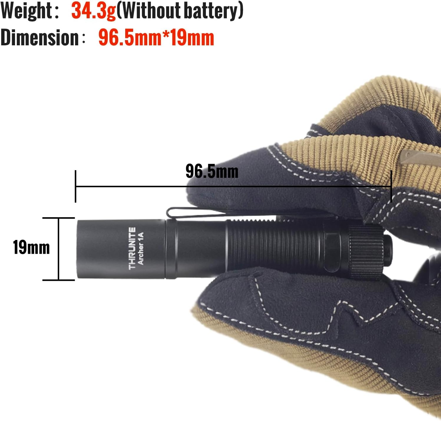 Thrunite Archer 1A CW Flashlight - Aluminum LED Torch - 312 Lumens & 91M Beam - Super Bright & 64 Mins Working - Waterproof Light- Emergency Light for Camping, Hiking & Outdoor Adventures Cool White image number 6