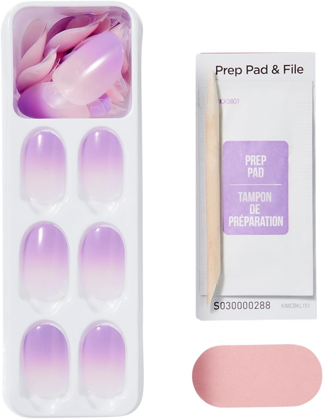 KISS Impress Press on Nails 'Take a Chance' Purple Short Oval Shape Patented Strong Adhesive Nail Glue No Splitting No Smudging 30 False Nails Self Adhesive image number 2