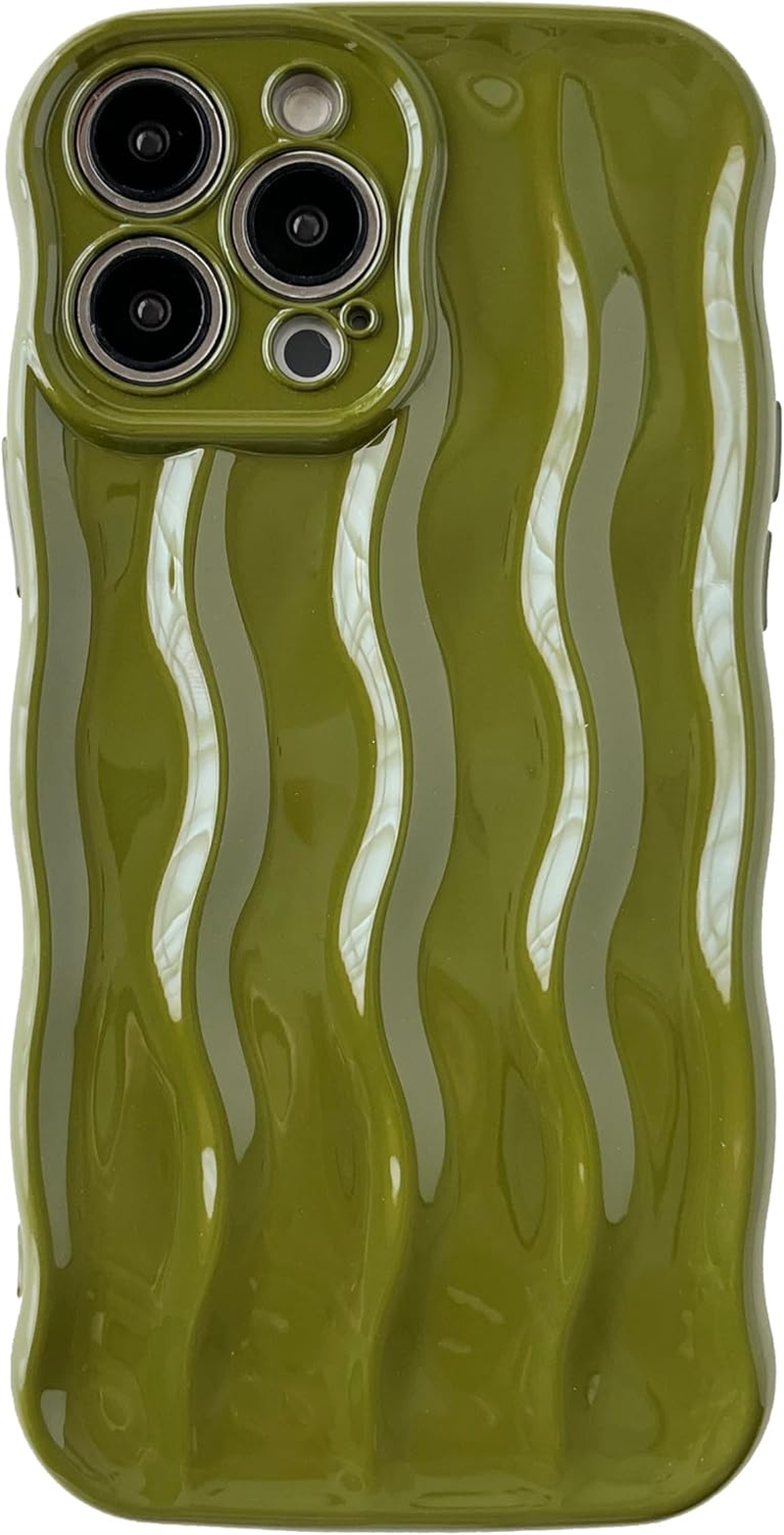 Caseative for Iphone 15 Case,Water Ripple Pattern Curly Wave Frame Soft Compatible with Iphone Case (Silver,Iphone 15)